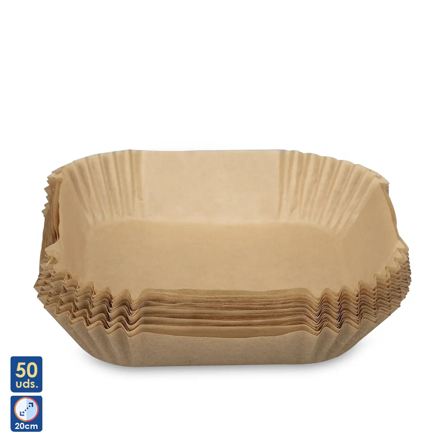 Papel para freidora de aire, 50 piezas, cuadrado, papel vegetal de horno antiadherente desechable sin perforar para hornear asar microondas sartén (20cm)