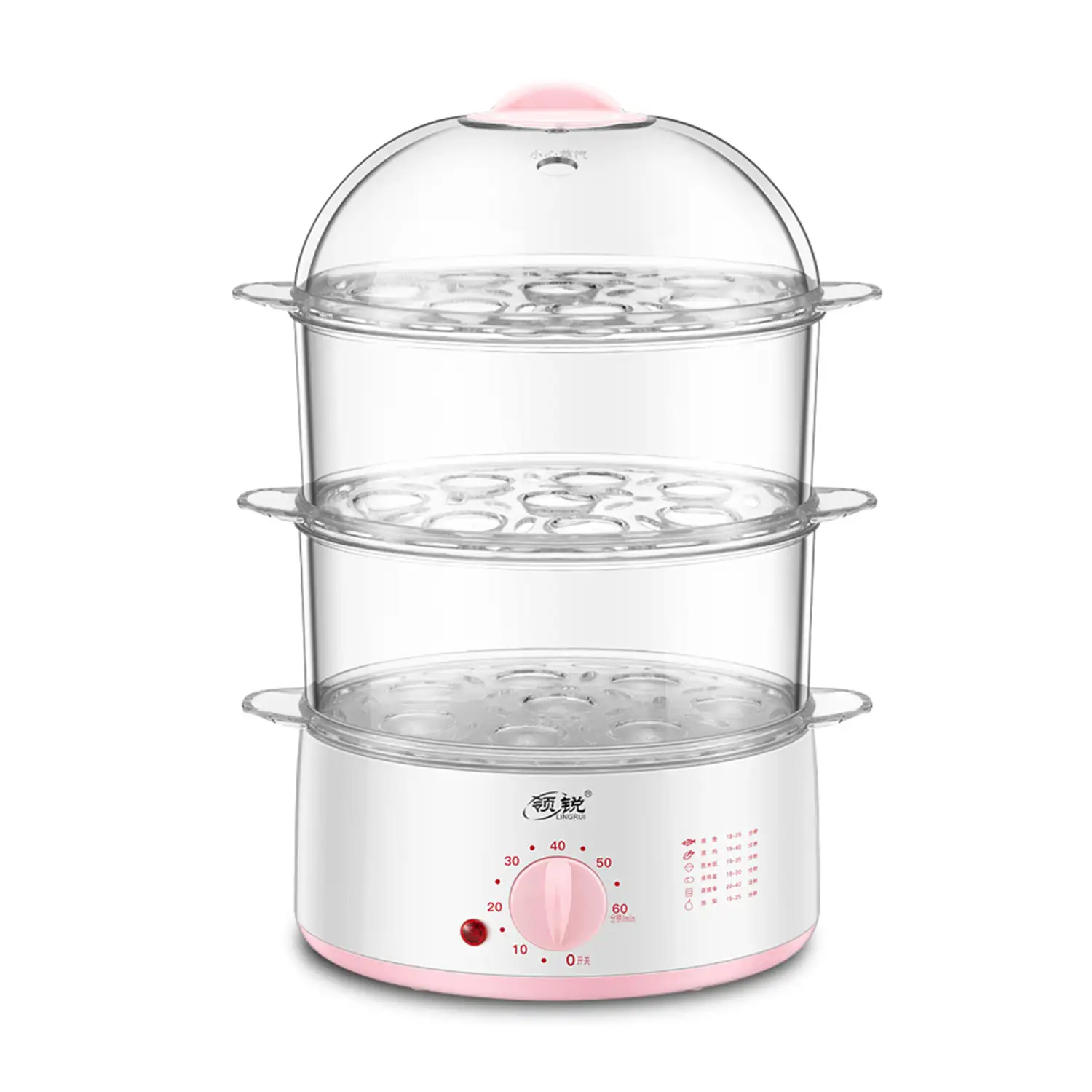 Vaporera eléctrica triple nivel transparente multiusos libre BPA, tecnología envolvente 360º.