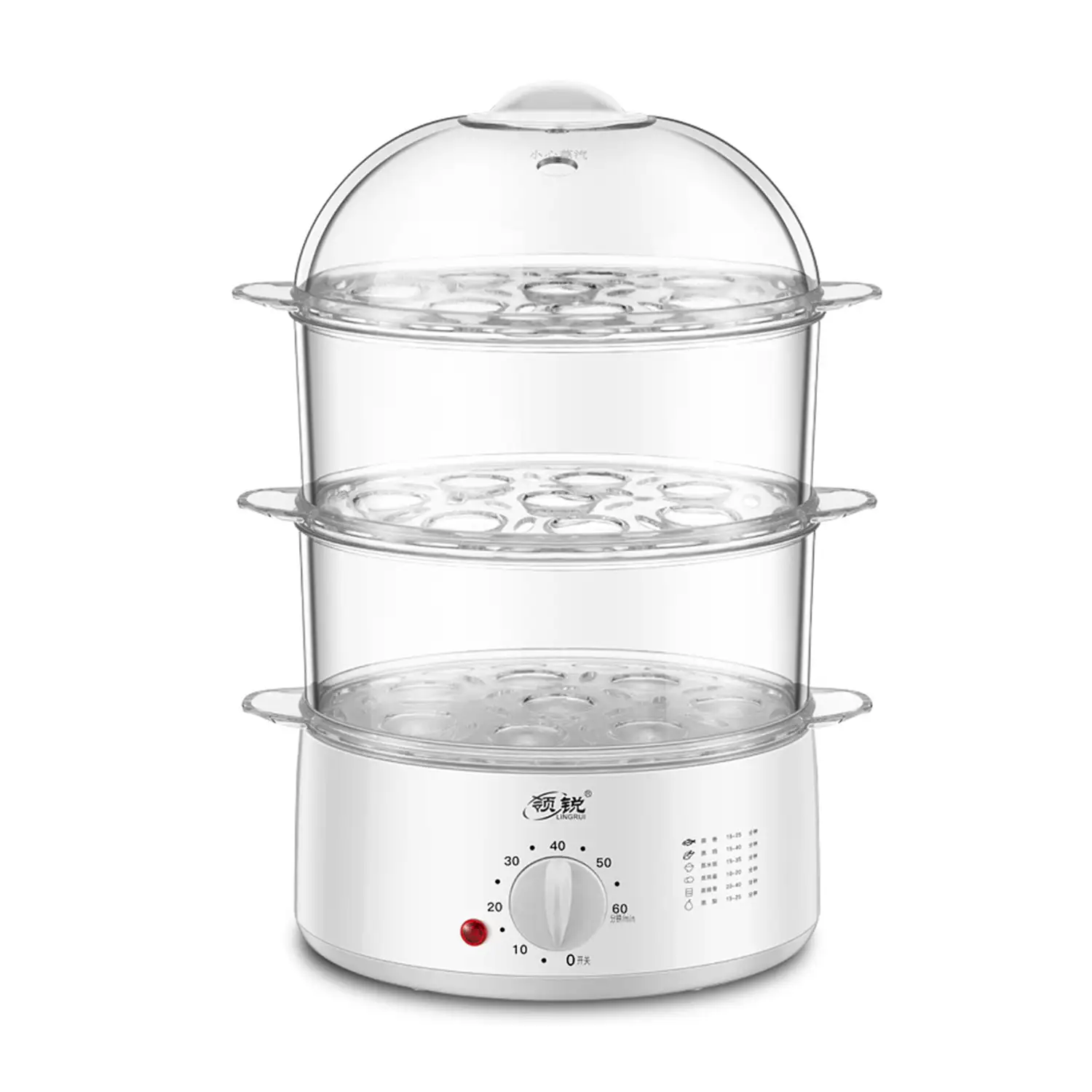 Vaporera eléctrica triple nivel transparente multiusos libre BPA, tecnología envolvente 360º.