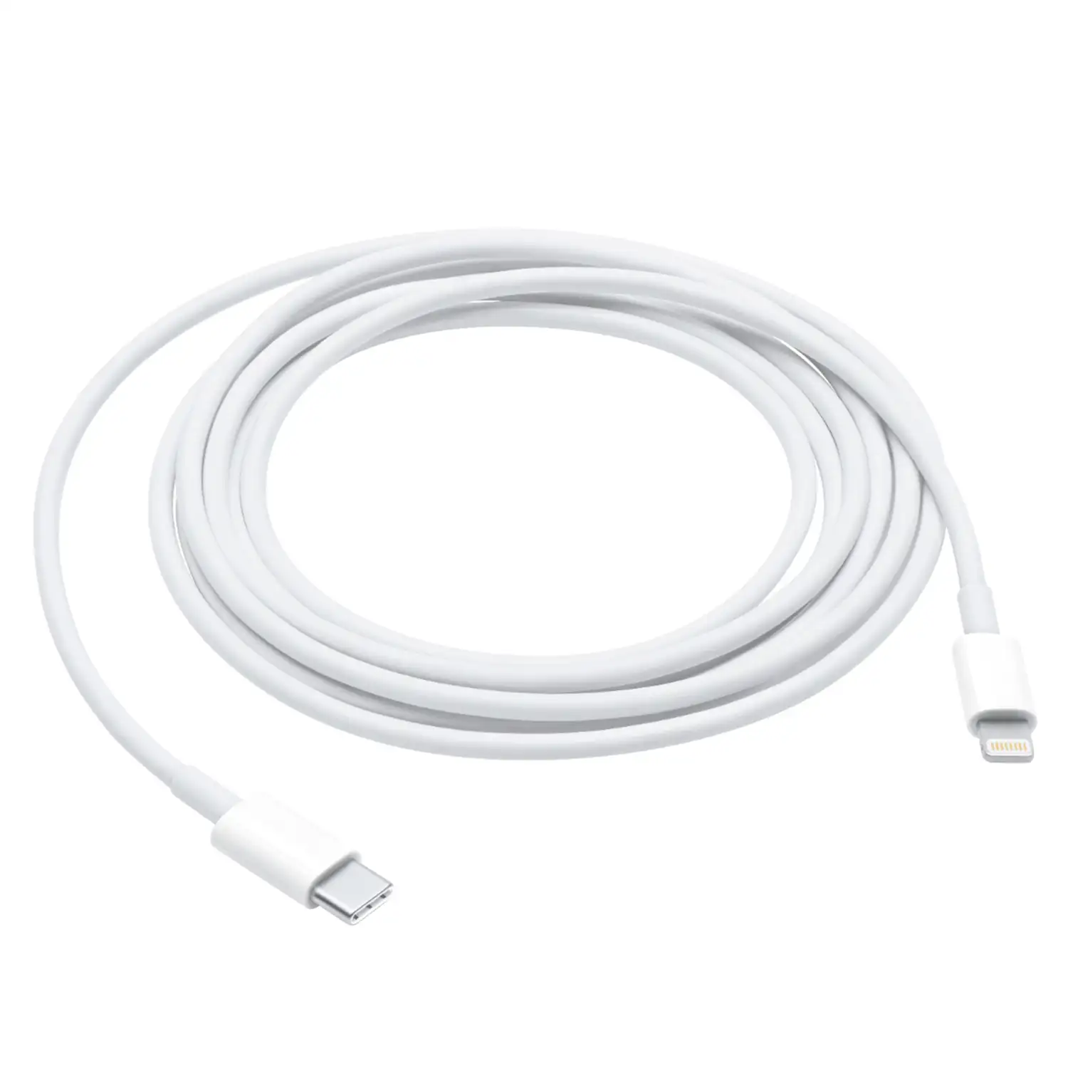 Cable de datos y carga Tipo C a Lightning 8 pins (macho). Carga rápida, 3A, 20W, 2 metros.