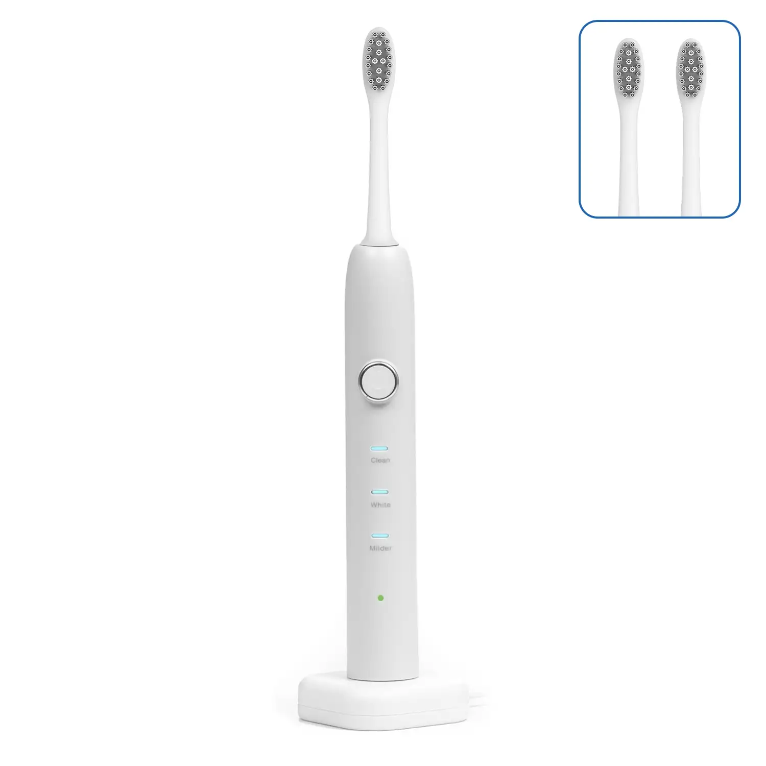 Cepillo de dientes eléctrico con batería recargable y cabezal. Carga inalámbrica inductiva.