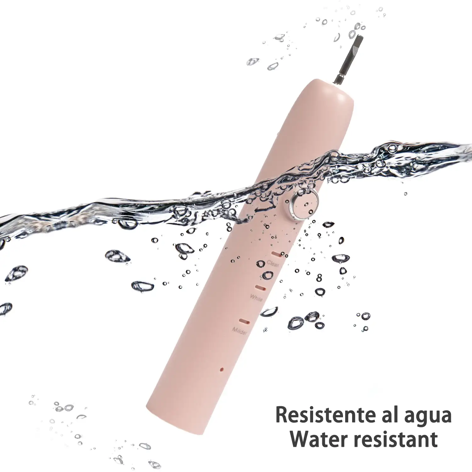 Cepillo de dientes eléctrico con batería recargable y cabezal. Carga inalámbrica inductiva.