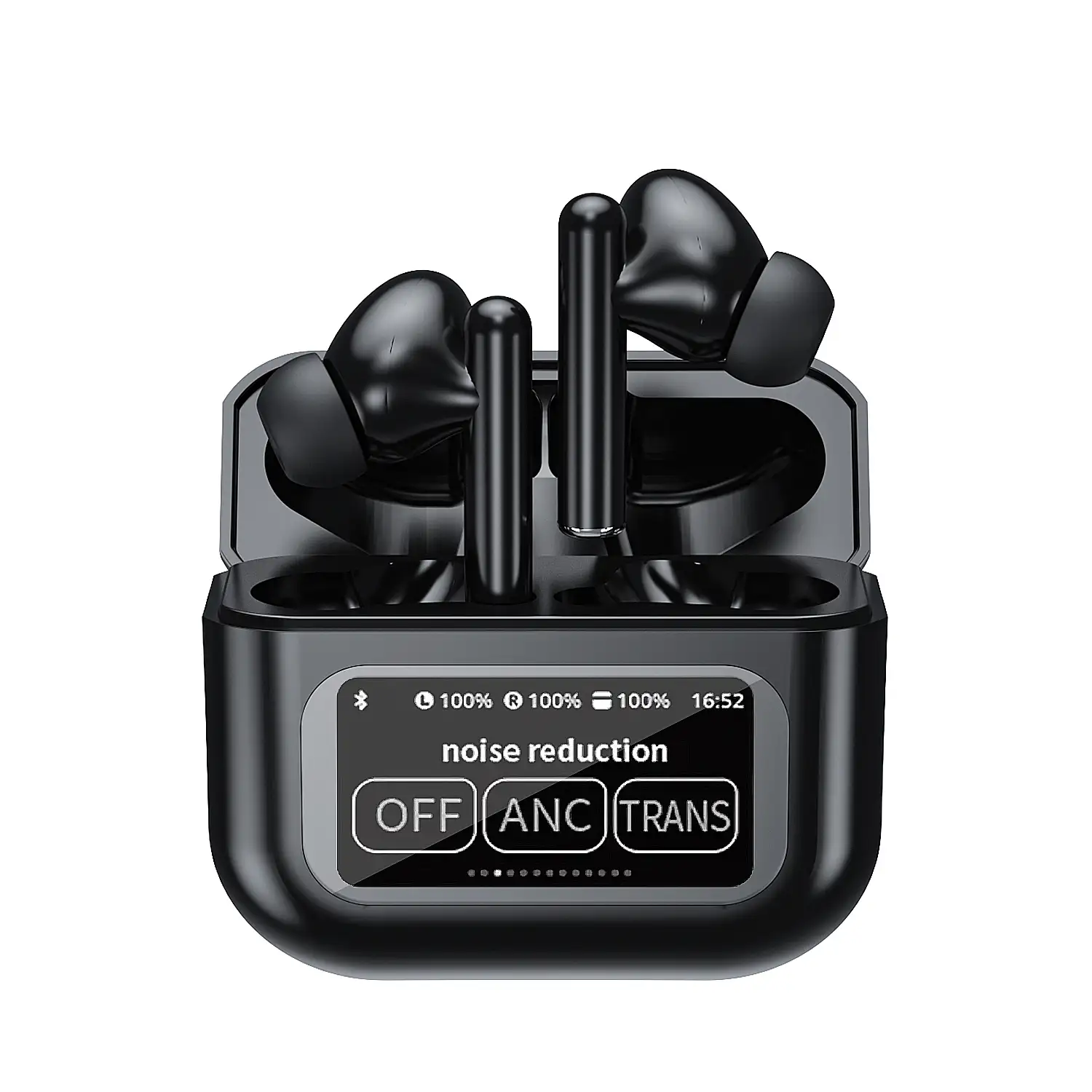 Auriculares TWS KW-07, BT 5.4, con cancelación de ruido activo ANC. Base de carga con pantalla LED y hasta 6 horas de autonomía.