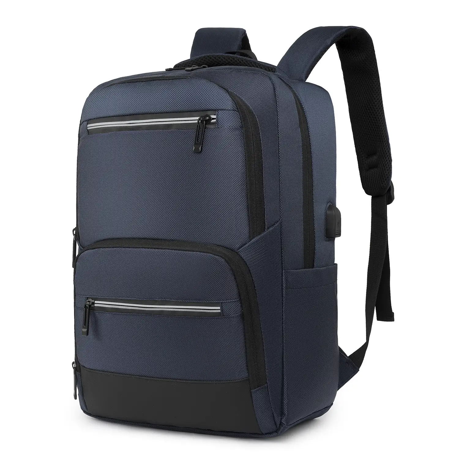 Mochila de viaje con gran resistencia, impermeable y con conexión USB. Acolchada, ventilada y con asa para trolley.