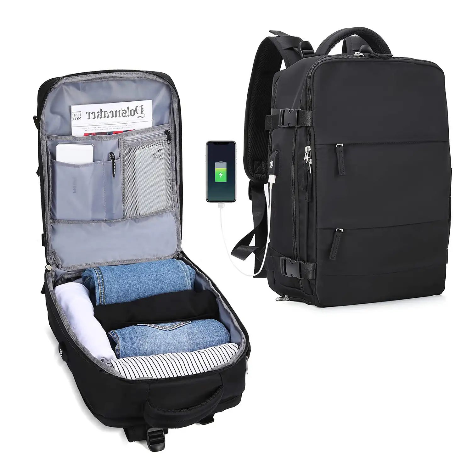 Mochila cabina viaje de gran capacidad con multicompartimento (calzado,ropa,portátil).