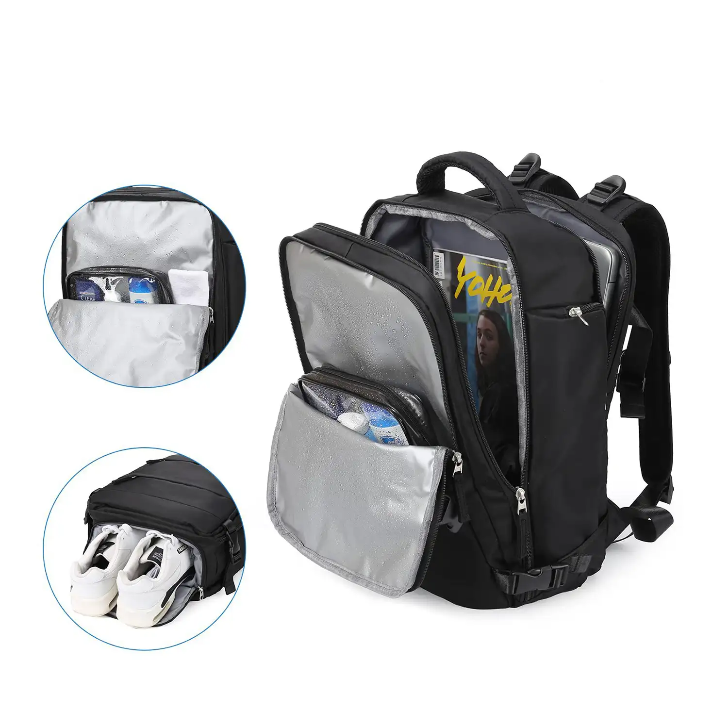 Mochila cabina viaje de gran capacidad con multicompartimento (calzado,ropa,portátil).