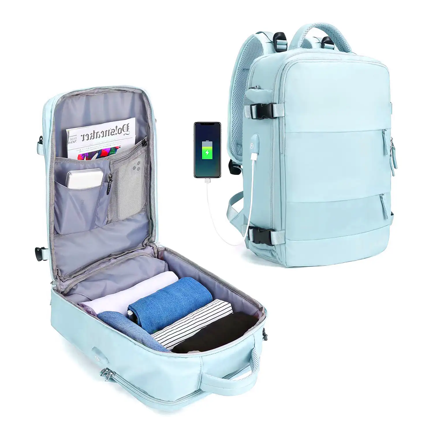 Mochila cabina viaje de gran capacidad con multicompartimento (calzado,ropa,portátil).