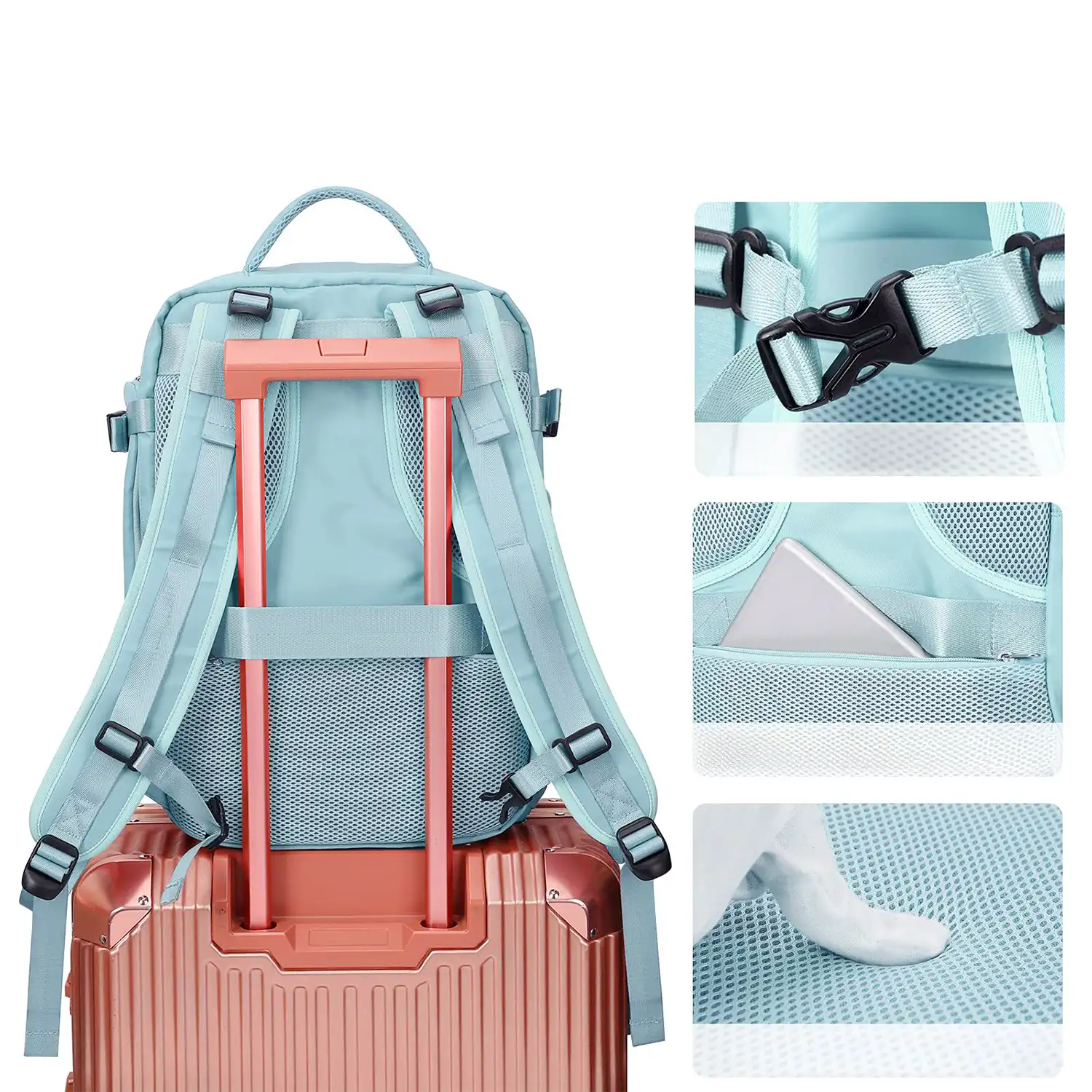 Mochila cabina viaje de gran capacidad con multicompartimento (calzado,ropa,portátil).