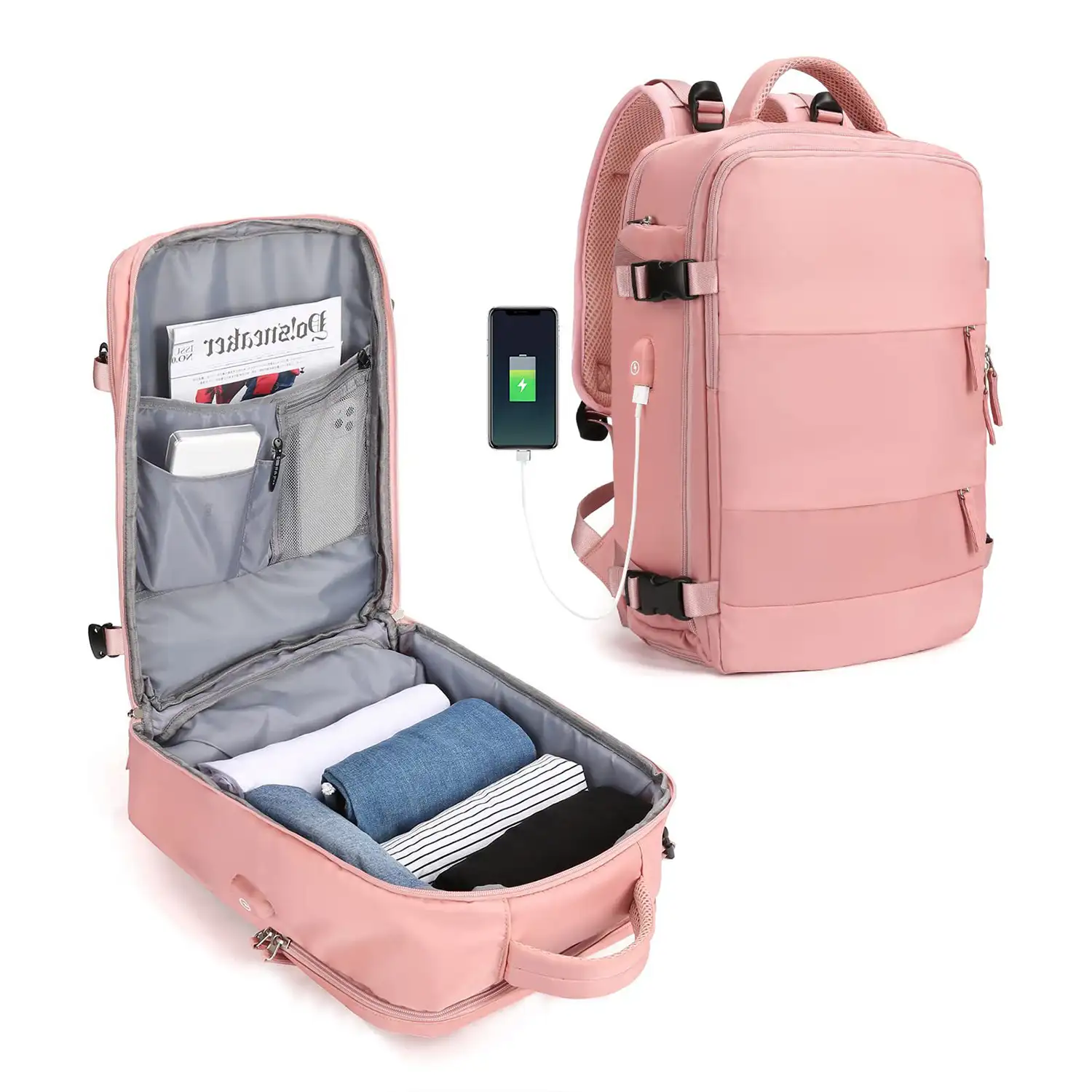 Mochila cabina viaje de gran capacidad con multicompartimento (calzado,ropa,portátil).
