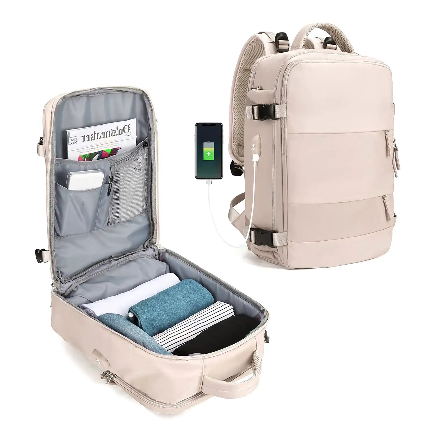 Mochila cabina viaje de gran capacidad con multicompartimento (calzado,ropa,portátil).