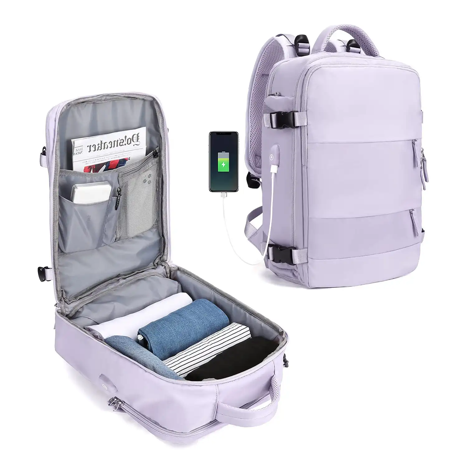 Mochila cabina viaje de gran capacidad con multicompartimento (calzado,ropa,portátil).