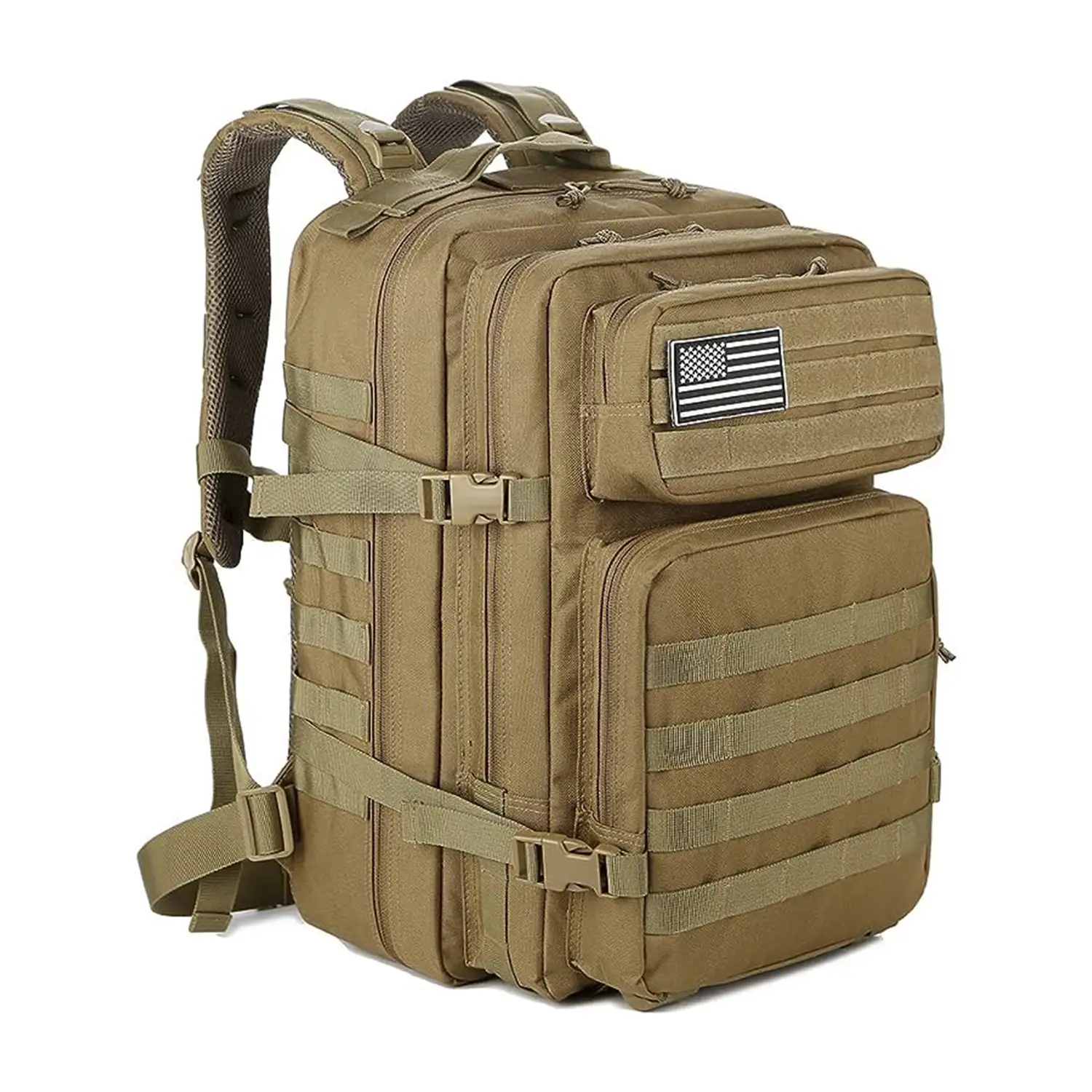 Mochila táctica militar de 45 Litros con sistema Molle de gran capacidad e impermeable. Perfecta para emergencias, días de caza, senderismo y acampadas.