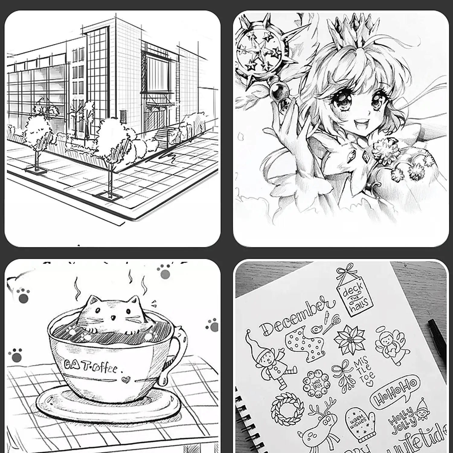 Rotuladores fineliner con puntas surtidas, 6 bolígrafos negros con micro delineador (0,2 mm-0,6 mm), bolígrafos de dibujo técnico, bolígrafos de ilustración