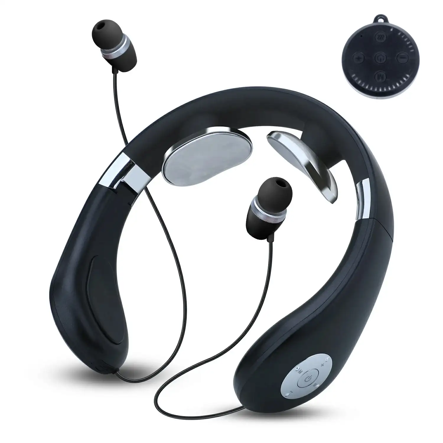 Masajeador de cuello inteligente con auriculares Bluetooth 5.2. Mando a distancia.