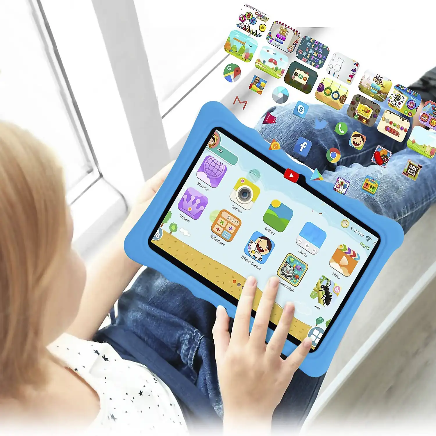 Tablet Infantil T10 WiFi + Dual SIM. SO Android 10 con IWAWA. Pantalla 10,1'' 1280x800px. SC7731E,  ARM Cortex™-A7 Quad-Core,1.3Ghz 2GB RAM + 32GB. Doble cámara.