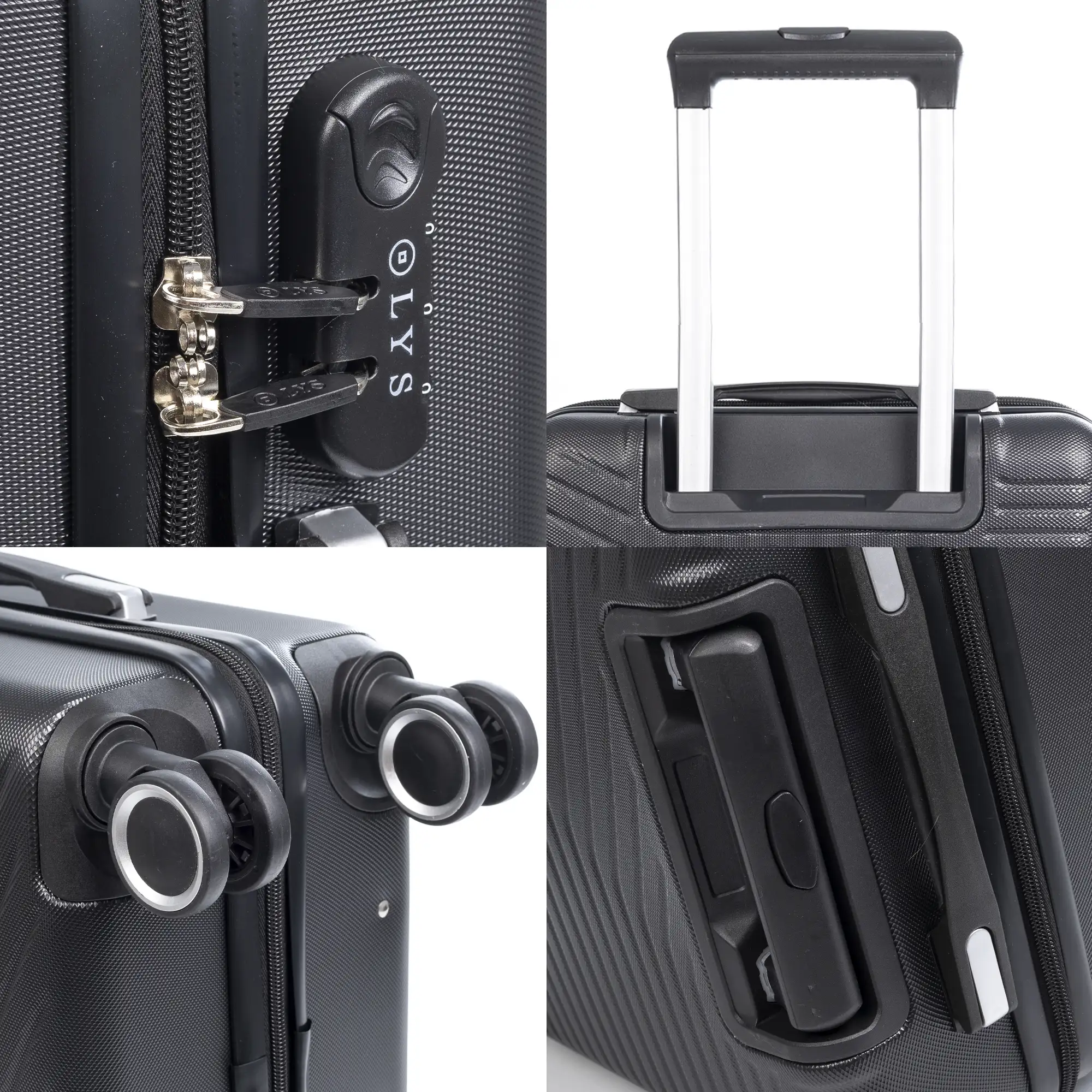 Maleta mediana Trolley en material ligero de ABS de alta resistencia. Cerradura numérica, 4 ruedas dobles giratorias 360°.65x43x26 cm