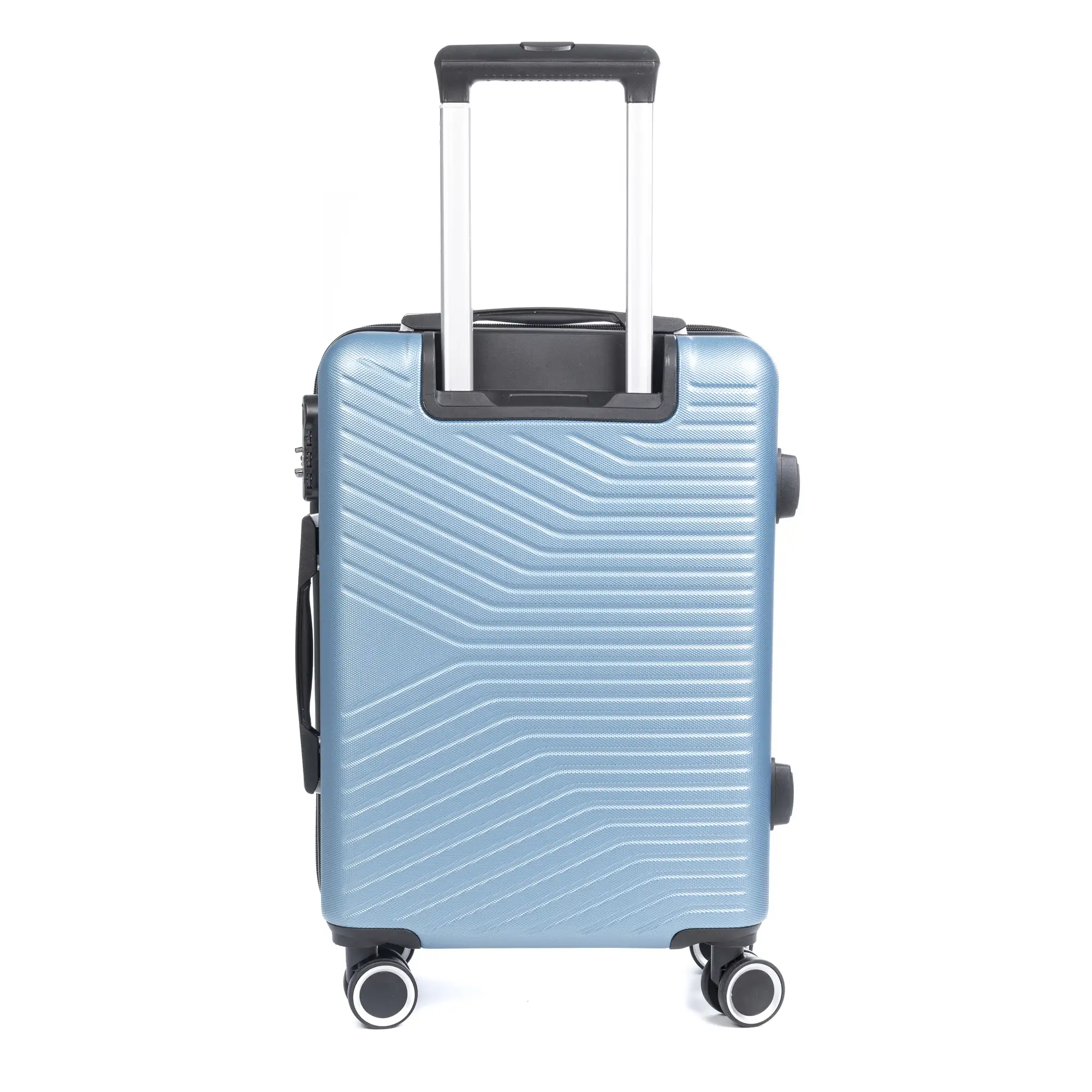 Juego de 3 maletas Trolley en material ligero de ABS de alta resistencia. Cerradura numérica, 4 ruedas dobles giratorias 360°.