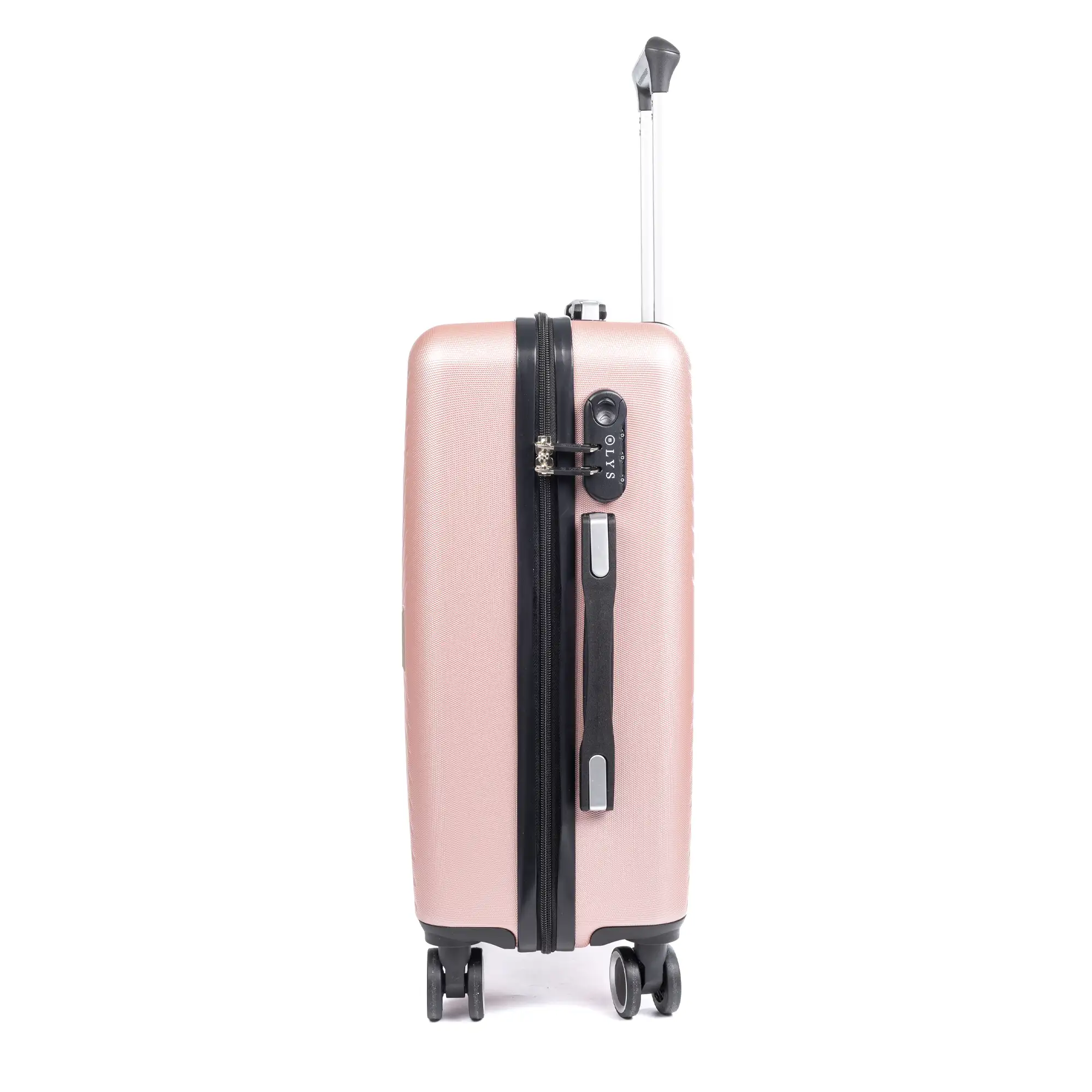 Juego de 3 maletas Trolley en material ligero de ABS de alta resistencia. Cerradura numérica, 4 ruedas dobles giratorias 360°.