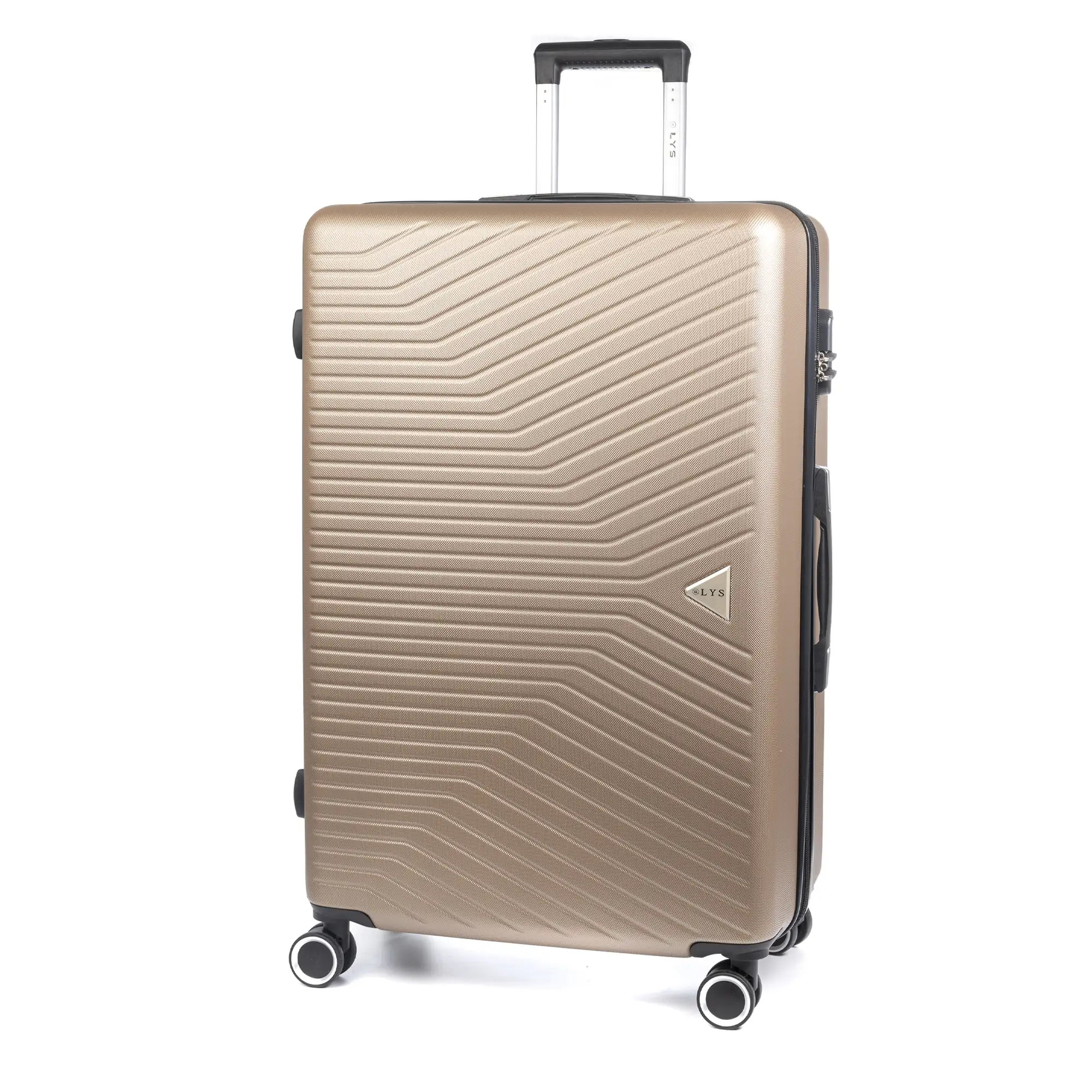 Maleta gran volumen Trolley en material ligero de ABS de alta resistencia. Cerradura numérica, 4 ruedas dobles giratorias 360°.74x49x30 cm