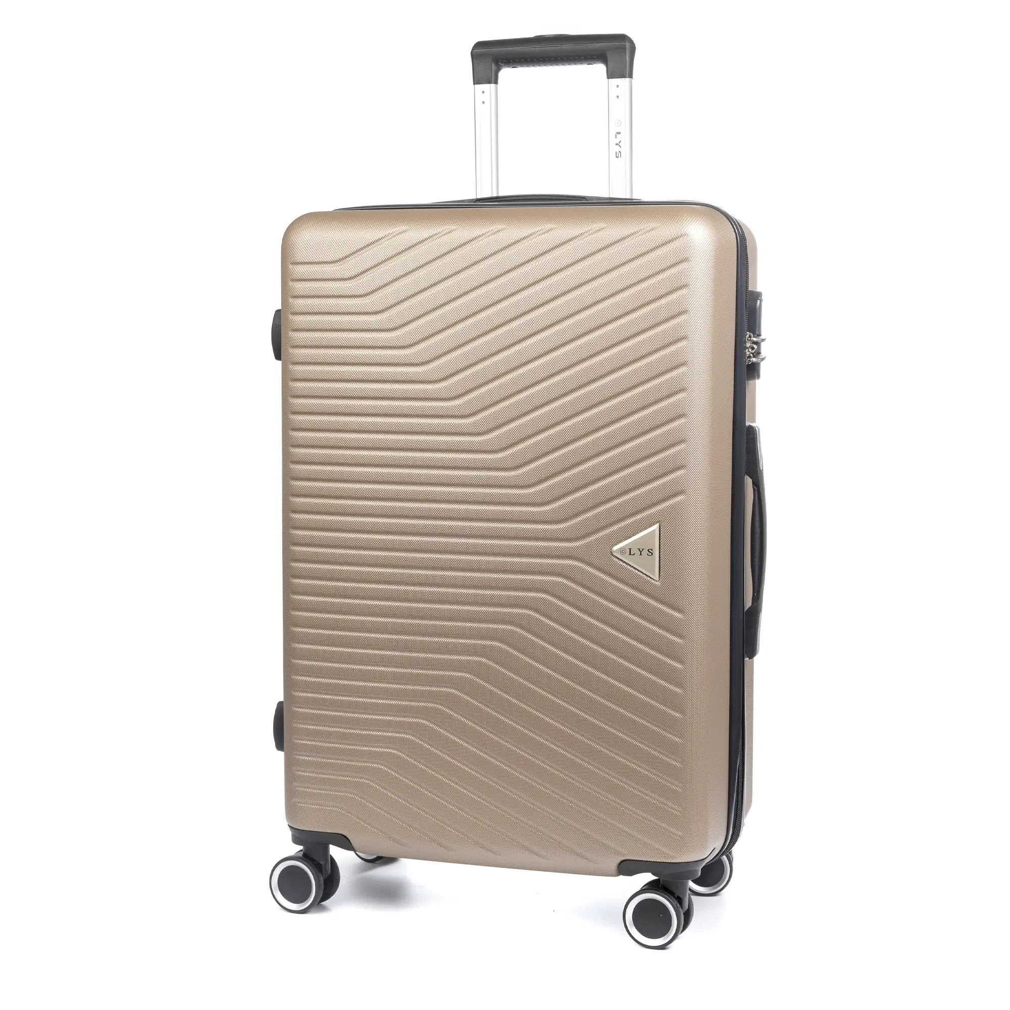 Maleta mediana Trolley en material ligero de ABS de alta resistencia. Cerradura numérica, 4 ruedas dobles giratorias 360°.65x43x26 cm