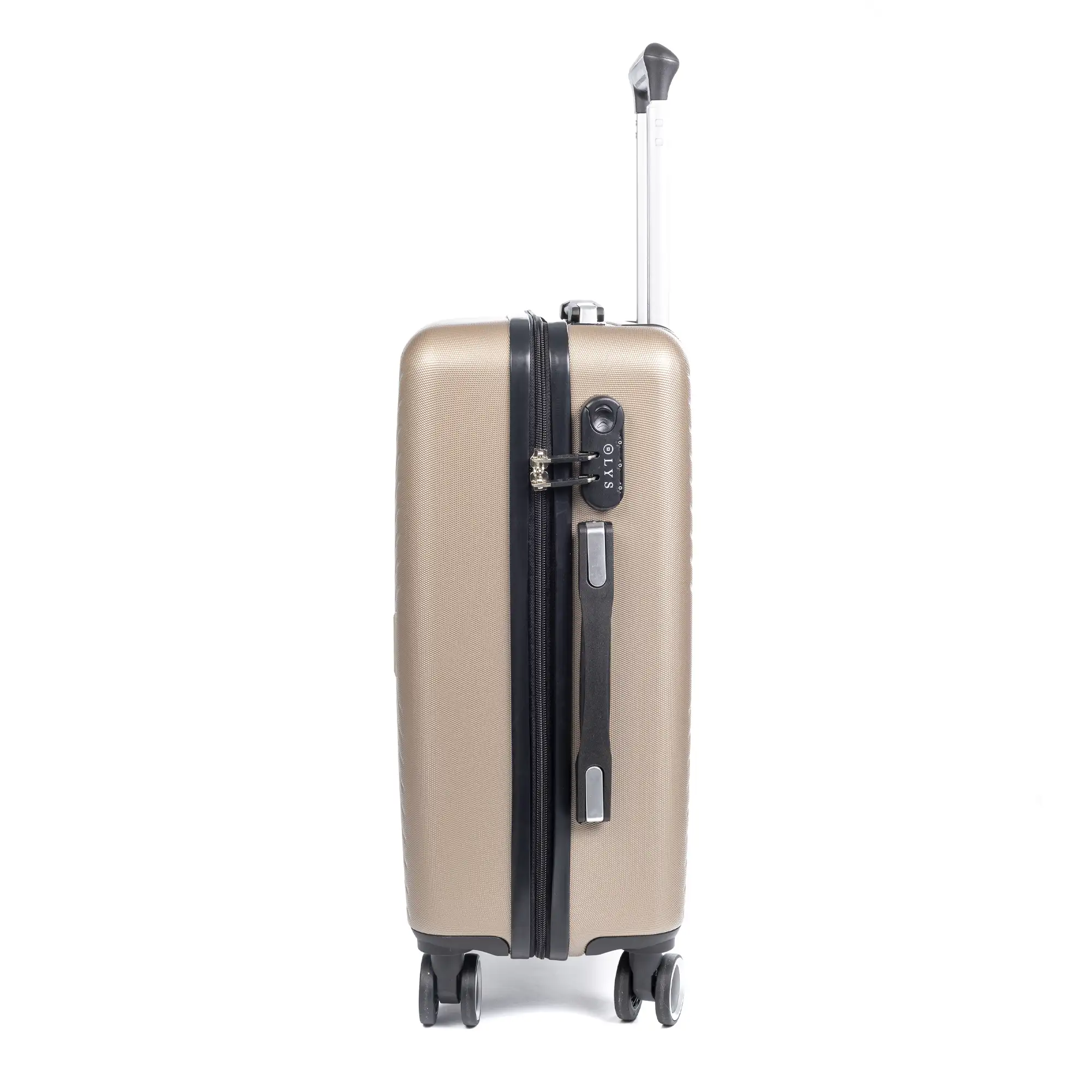 Juego de 3 maletas Trolley en material ligero de ABS de alta resistencia. Cerradura numérica, 4 ruedas dobles giratorias 360°.