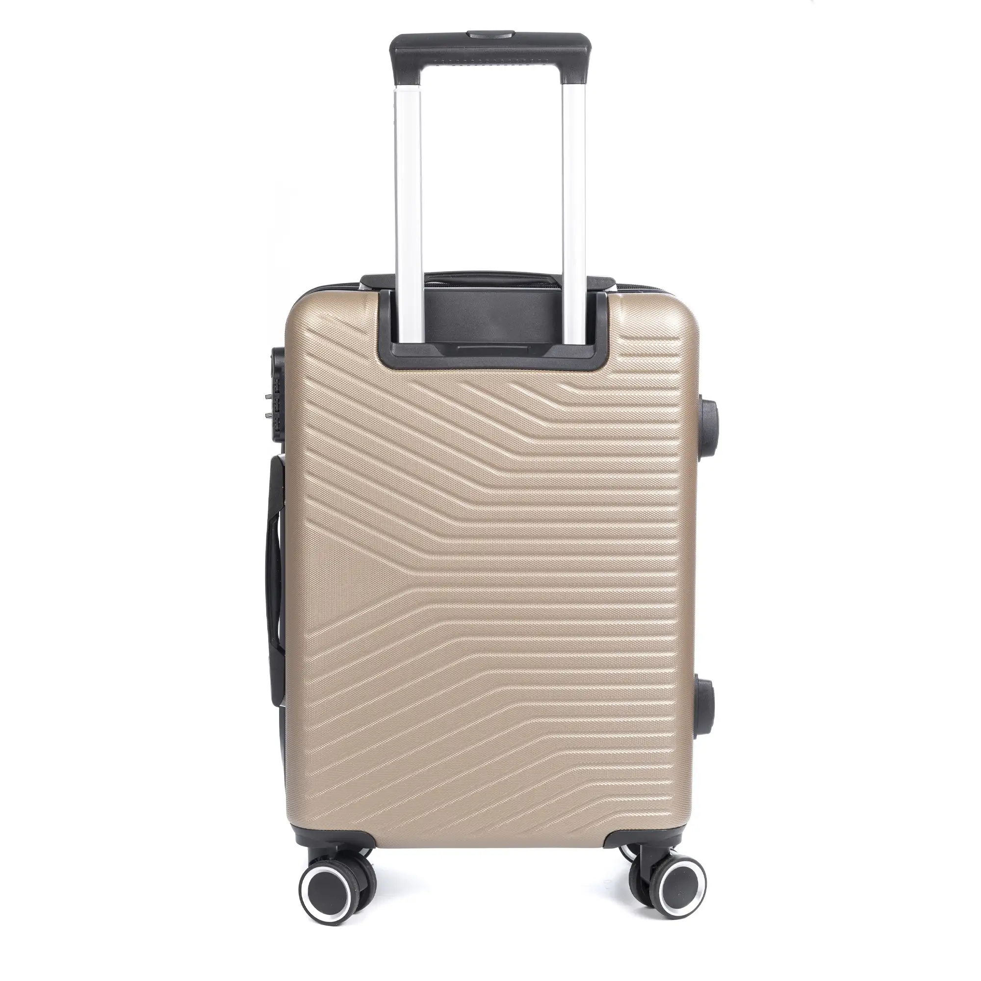Juego de 3 maletas Trolley en material ligero de ABS de alta resistencia. Cerradura numérica, 4 ruedas dobles giratorias 360°.