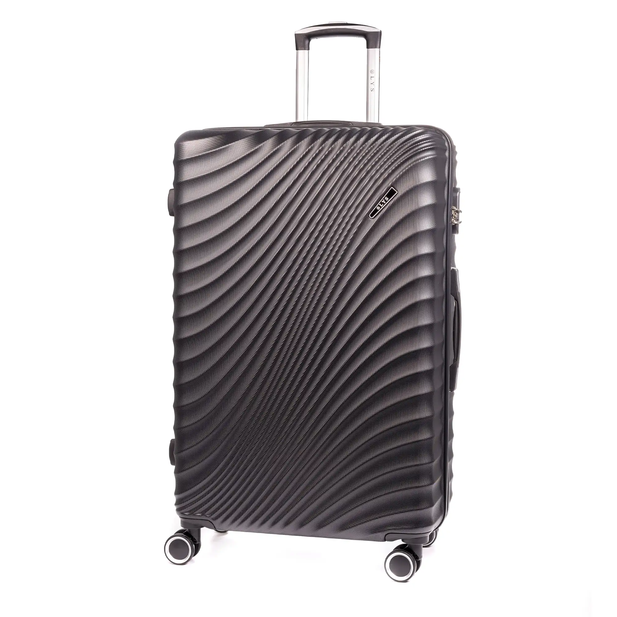 Maleta gran volumen Trolley en material ligero de ABS de alta resistencia. Cerradura numérica, 4 ruedas dobles giratorias 360°. 76x49x29 cm.