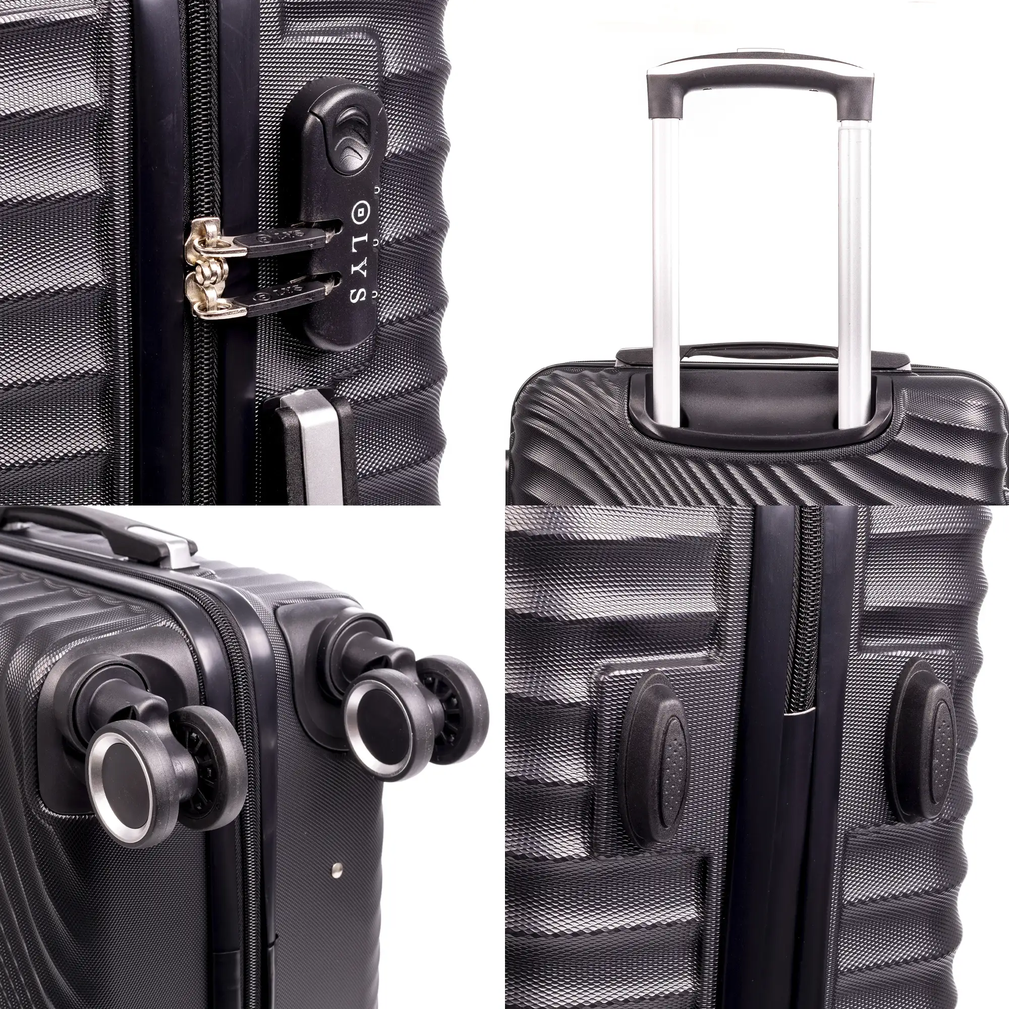 Maleta gran volumen Trolley en material ligero de ABS de alta resistencia. Cerradura numérica, 4 ruedas dobles giratorias 360°. 76x49x29 cm.