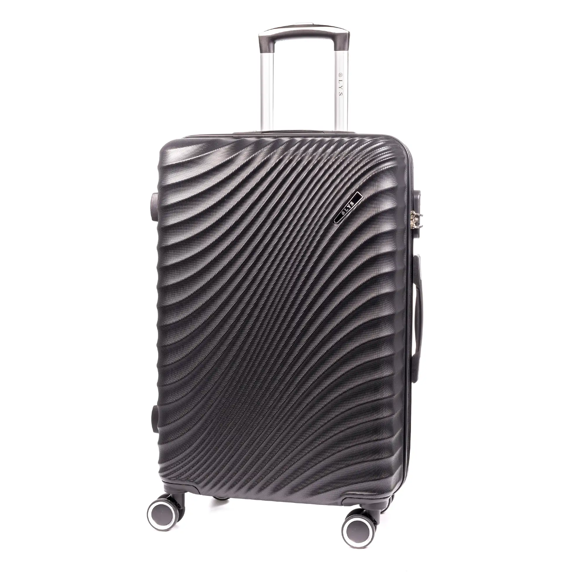 Maleta mediana Trolley en material ligero de ABS de alta resistencia. Cerradura numérica, 4 ruedas dobles giratorias 360°. 66x43x26 cm.