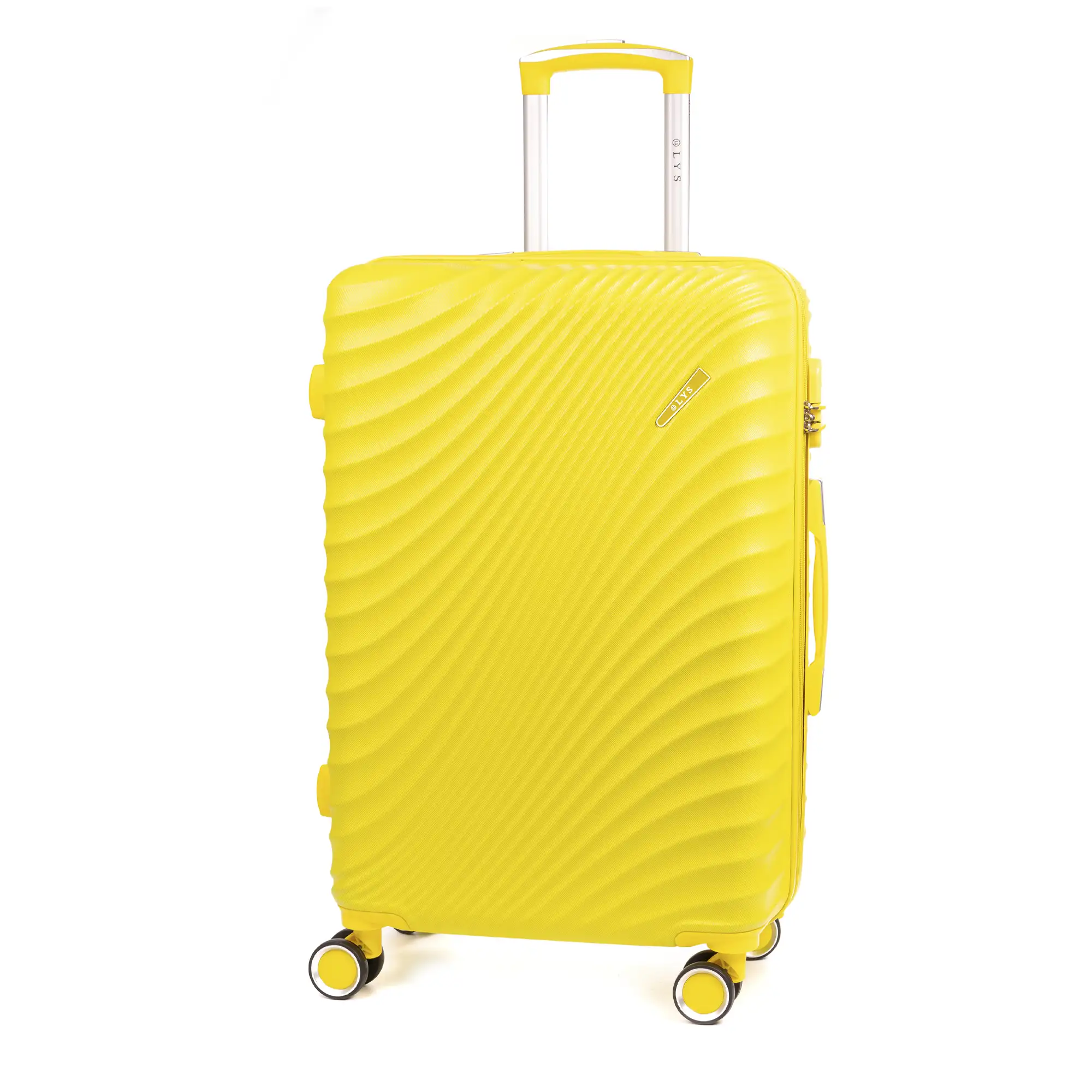 Maleta mediana Trolley en material ligero de ABS de alta resistencia. Cerradura numérica, 4 ruedas dobles giratorias 360°. 66x43x26 cm.