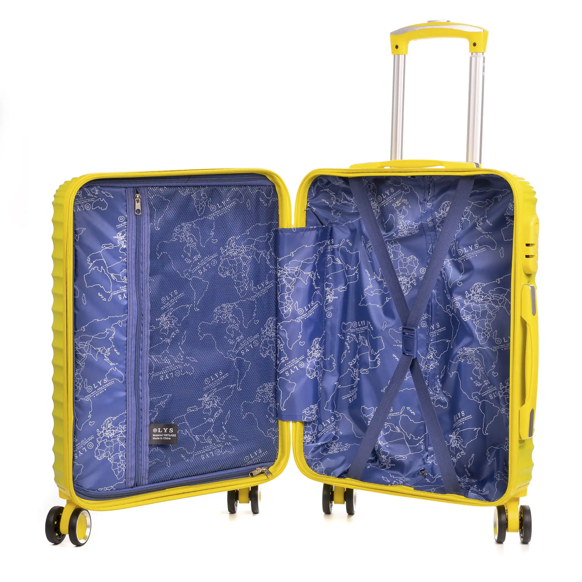 Maleta de cabina Trolley en material ligero de ABS de alta resistencia. Cerradura numérica, 4 ruedas dobles giratorias 360°. 56x38x20 cm.