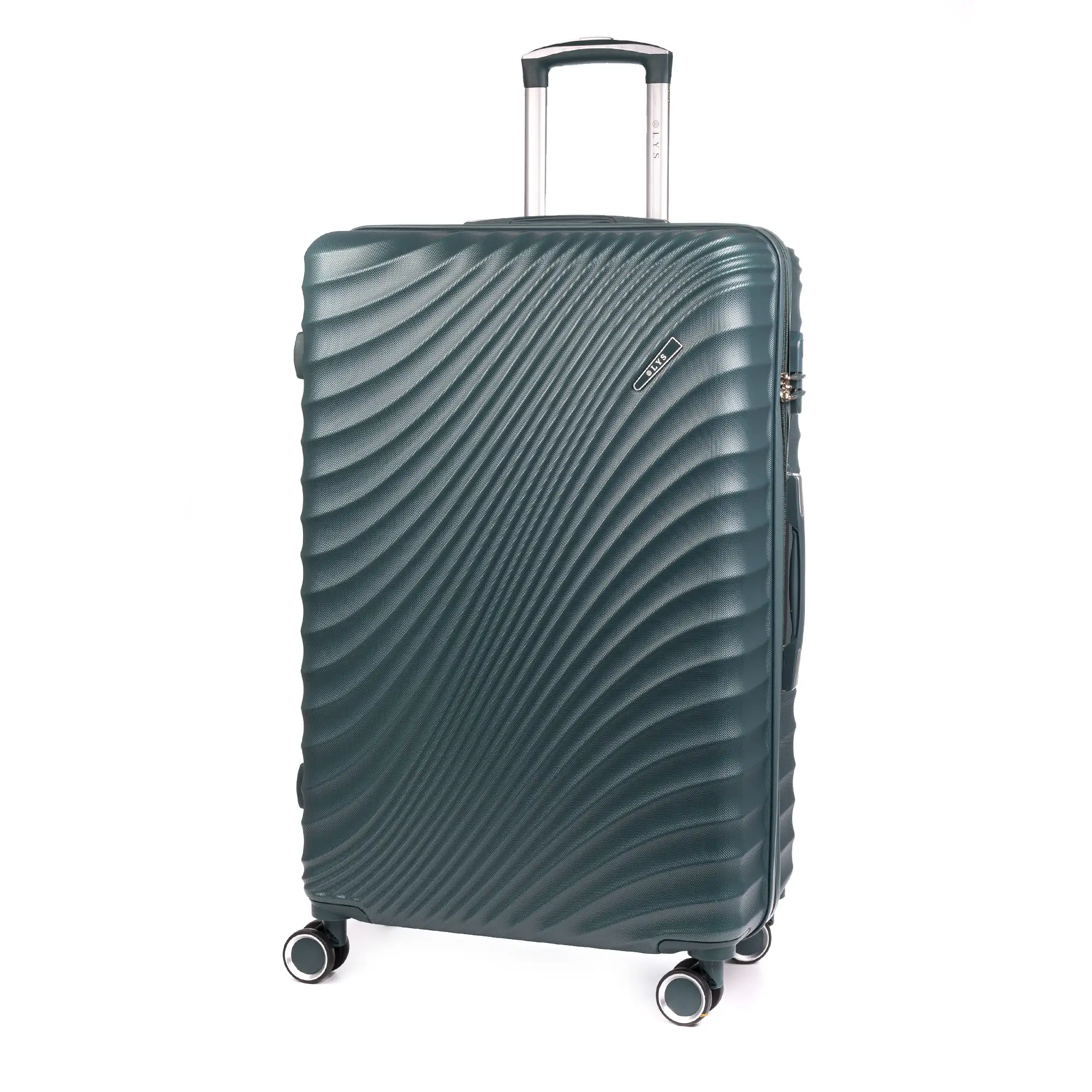 Maleta gran volumen Trolley en material ligero de ABS de alta resistencia. Cerradura numérica, 4 ruedas dobles giratorias 360°. 76x49x29 cm.