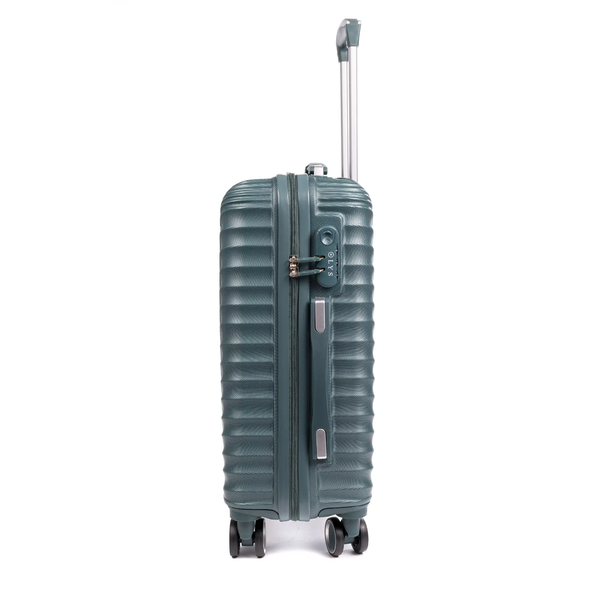 Maleta gran volumen Trolley en material ligero de ABS de alta resistencia. Cerradura numérica, 4 ruedas dobles giratorias 360°. 76x49x29 cm.
