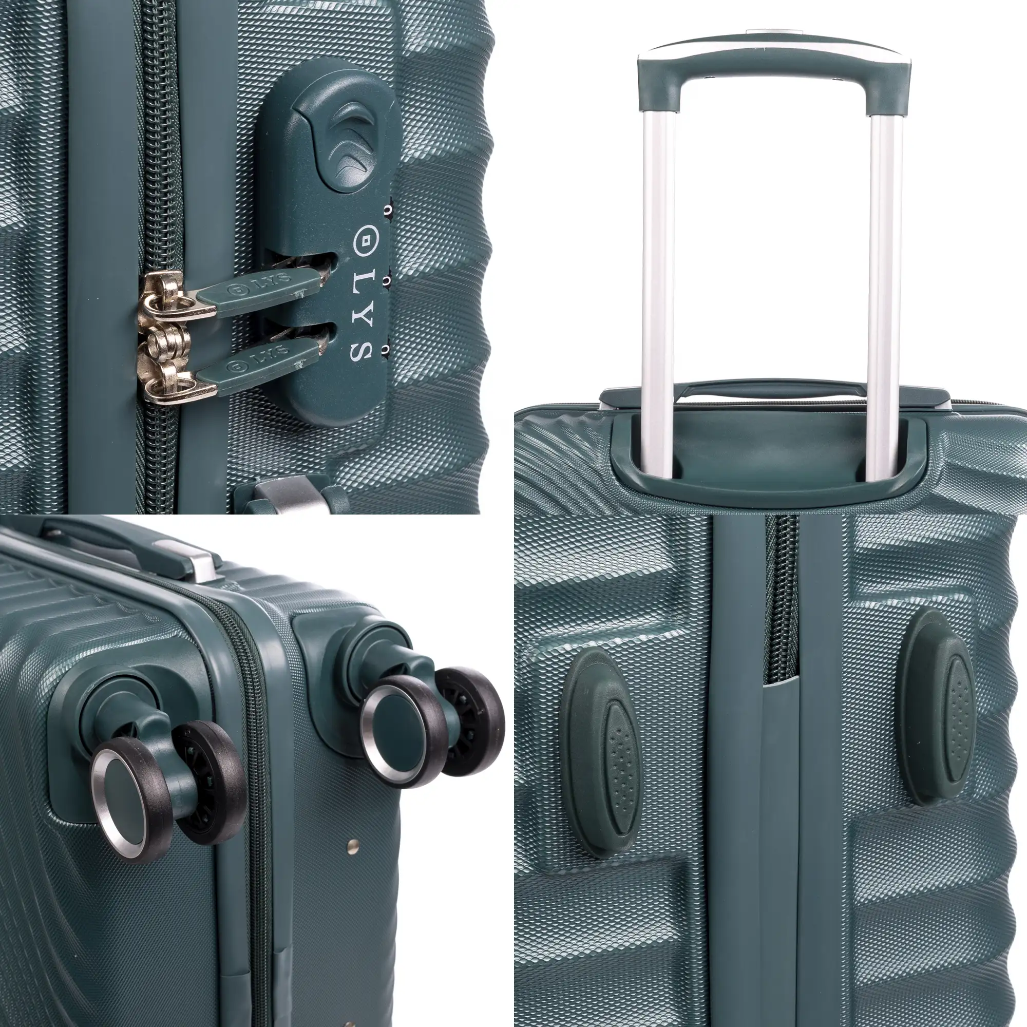 Maleta gran volumen Trolley en material ligero de ABS de alta resistencia. Cerradura numérica, 4 ruedas dobles giratorias 360°. 76x49x29 cm.