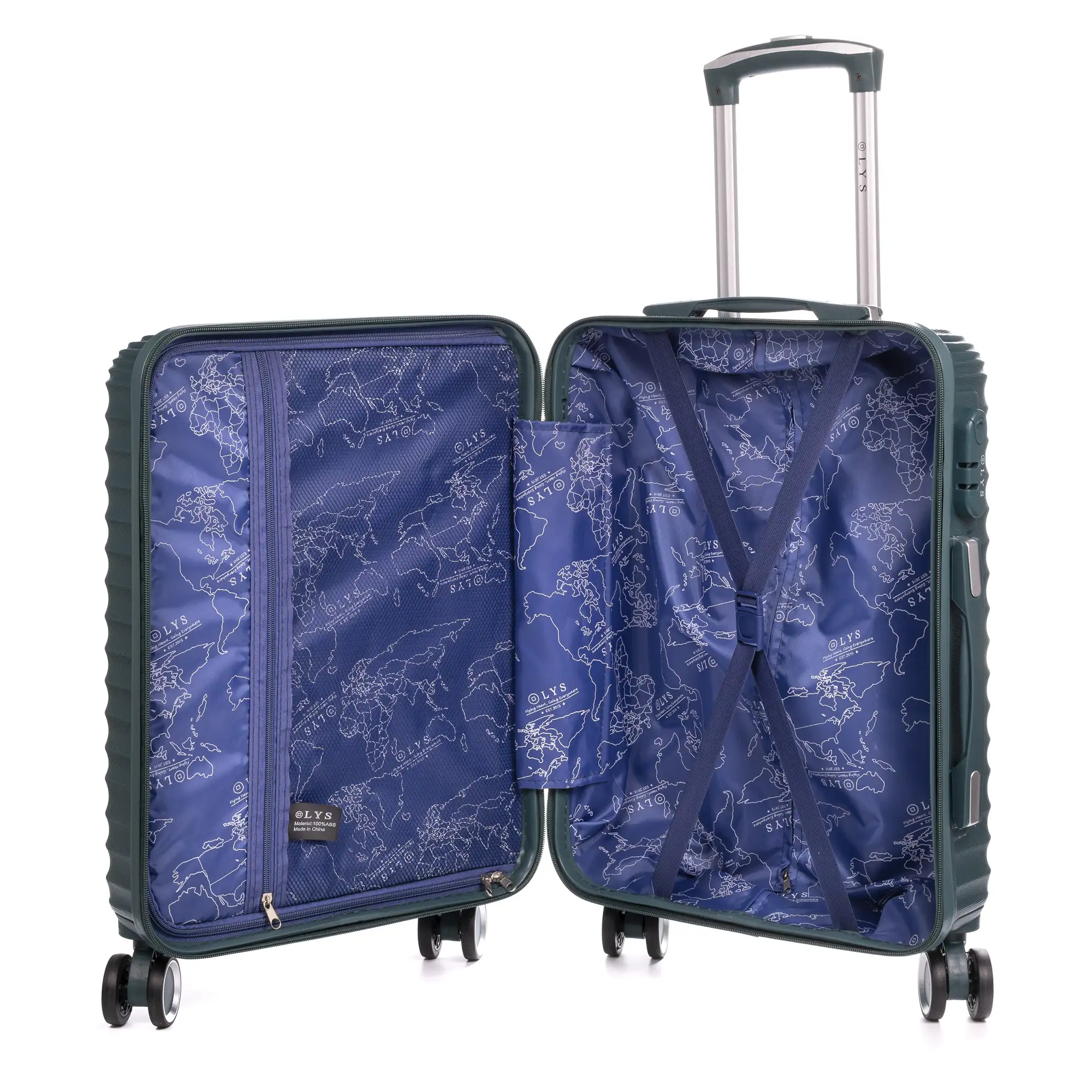 Maleta gran volumen Trolley en material ligero de ABS de alta resistencia. Cerradura numérica, 4 ruedas dobles giratorias 360°. 76x49x29 cm.