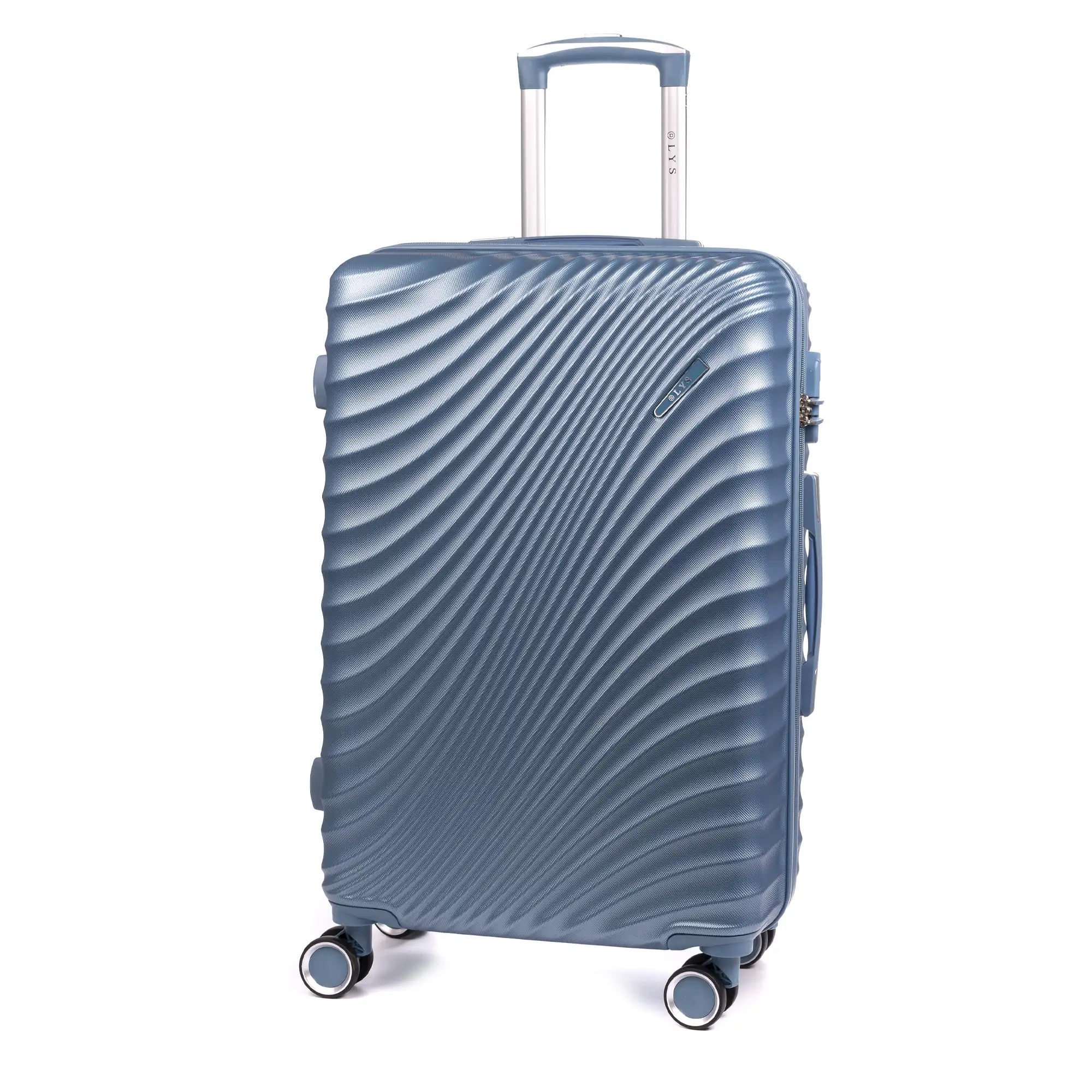 Maleta mediana Trolley en material ligero de ABS de alta resistencia. Cerradura numérica, 4 ruedas dobles giratorias 360°. 66x43x26 cm.