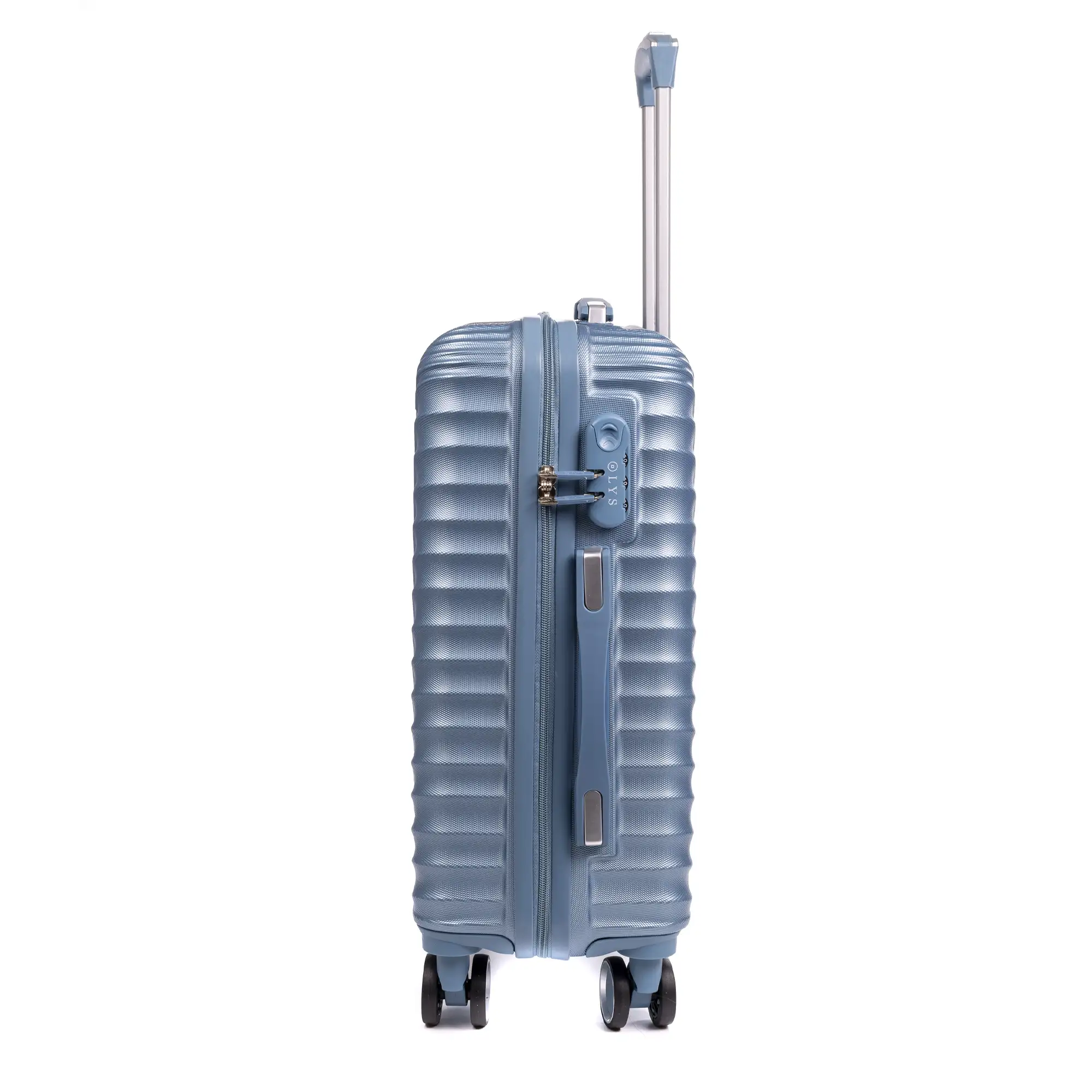 Juego de 3 maletas Trolley en material ligero de ABS de alta resistencia. Cerradura numérica, 4 ruedas giratorias 360°.