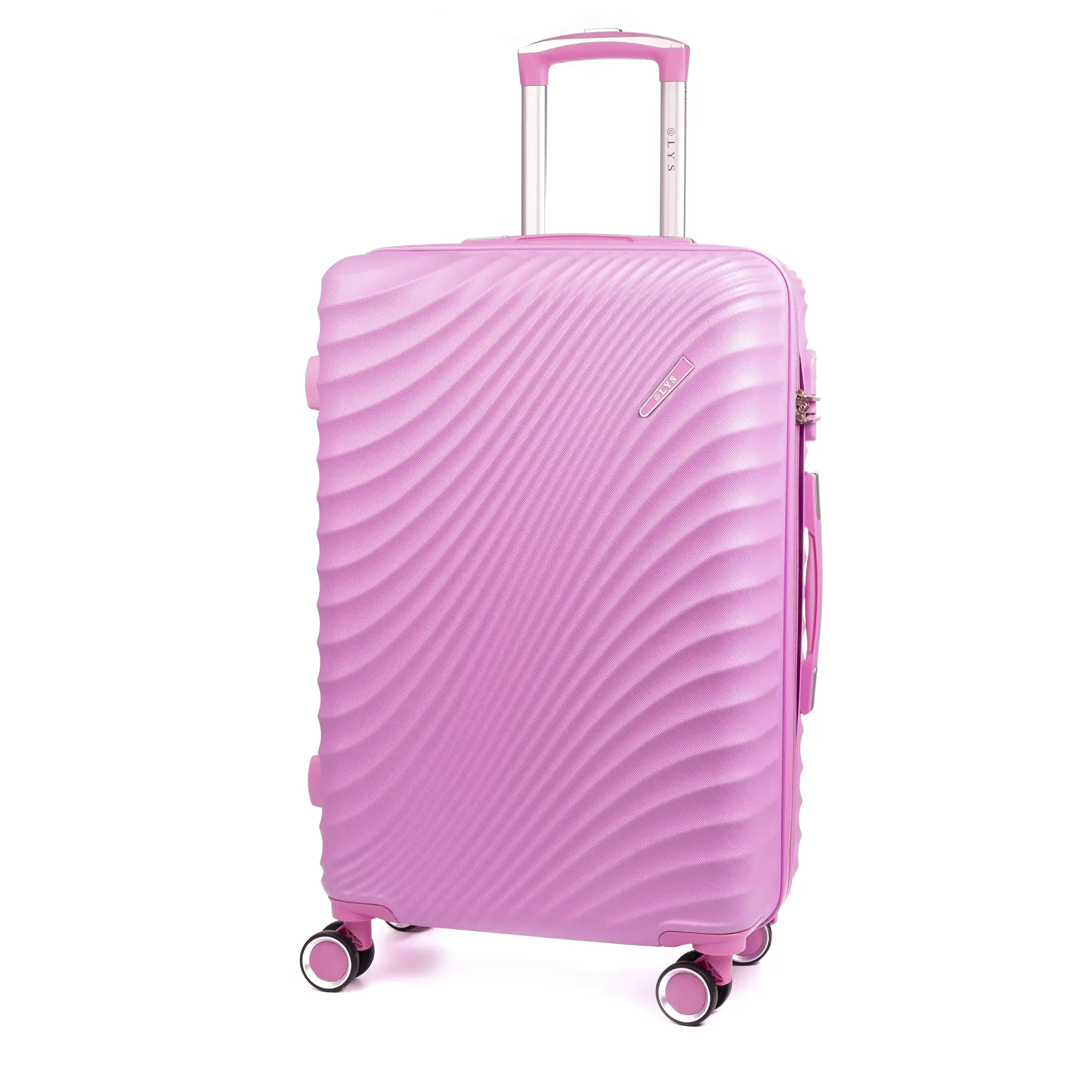 Maleta mediana Trolley en material ligero de ABS de alta resistencia. Cerradura numérica, 4 ruedas dobles giratorias 360°. 66x43x26 cm.