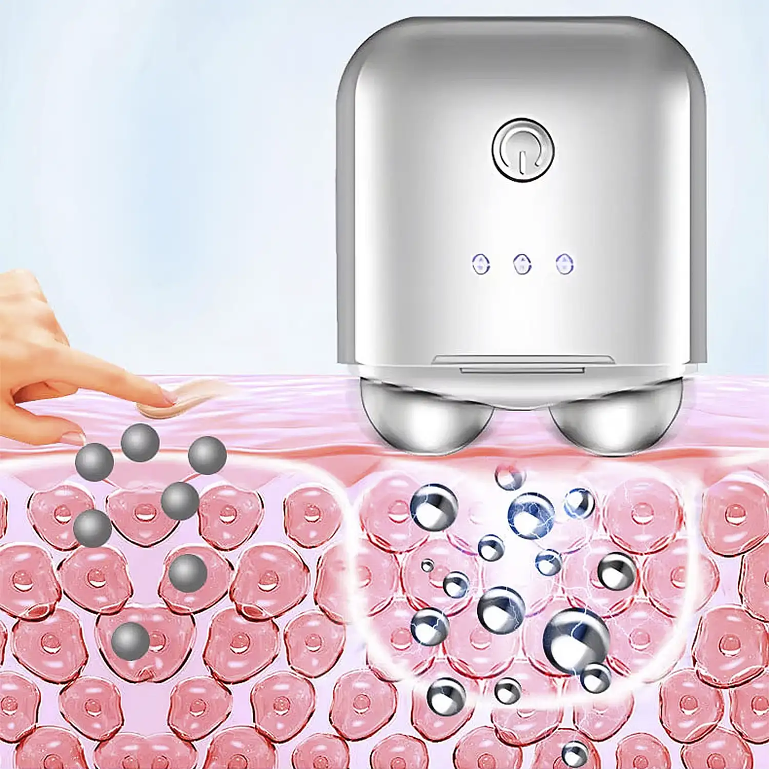 Mini dispositivo de belleza, microcorrientes especial para el cuidado facial. Con 3 niveles de intensidad.
