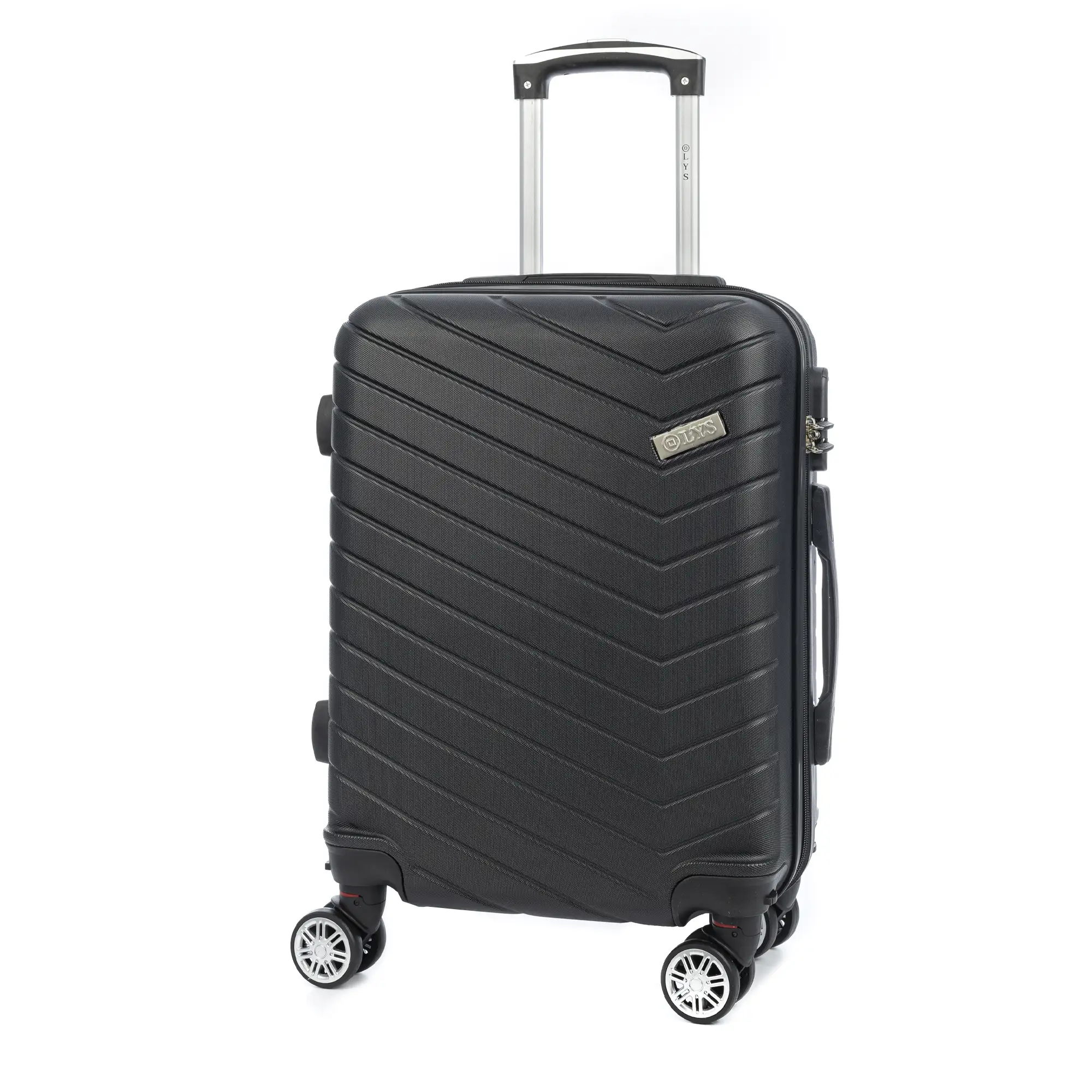 Maleta de cabina Trolley en material ligero de ABS de alta resistencia. Cerradura numérica, 4 ruedas dobles extraíbles y giratorias 360°. 55x38x20 cm.
