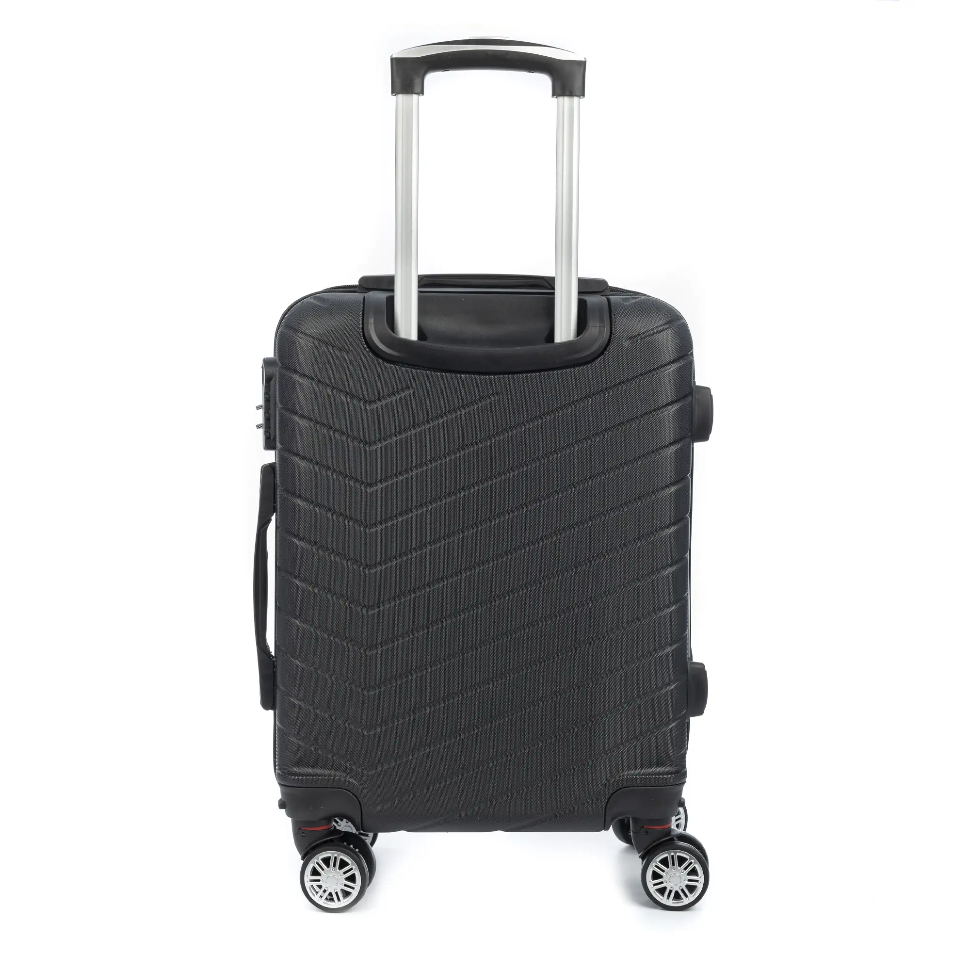 Maleta de cabina Trolley en material ligero de ABS de alta resistencia. Cerradura numérica, 4 ruedas dobles extraíbles y giratorias 360°. 55x38x20 cm.