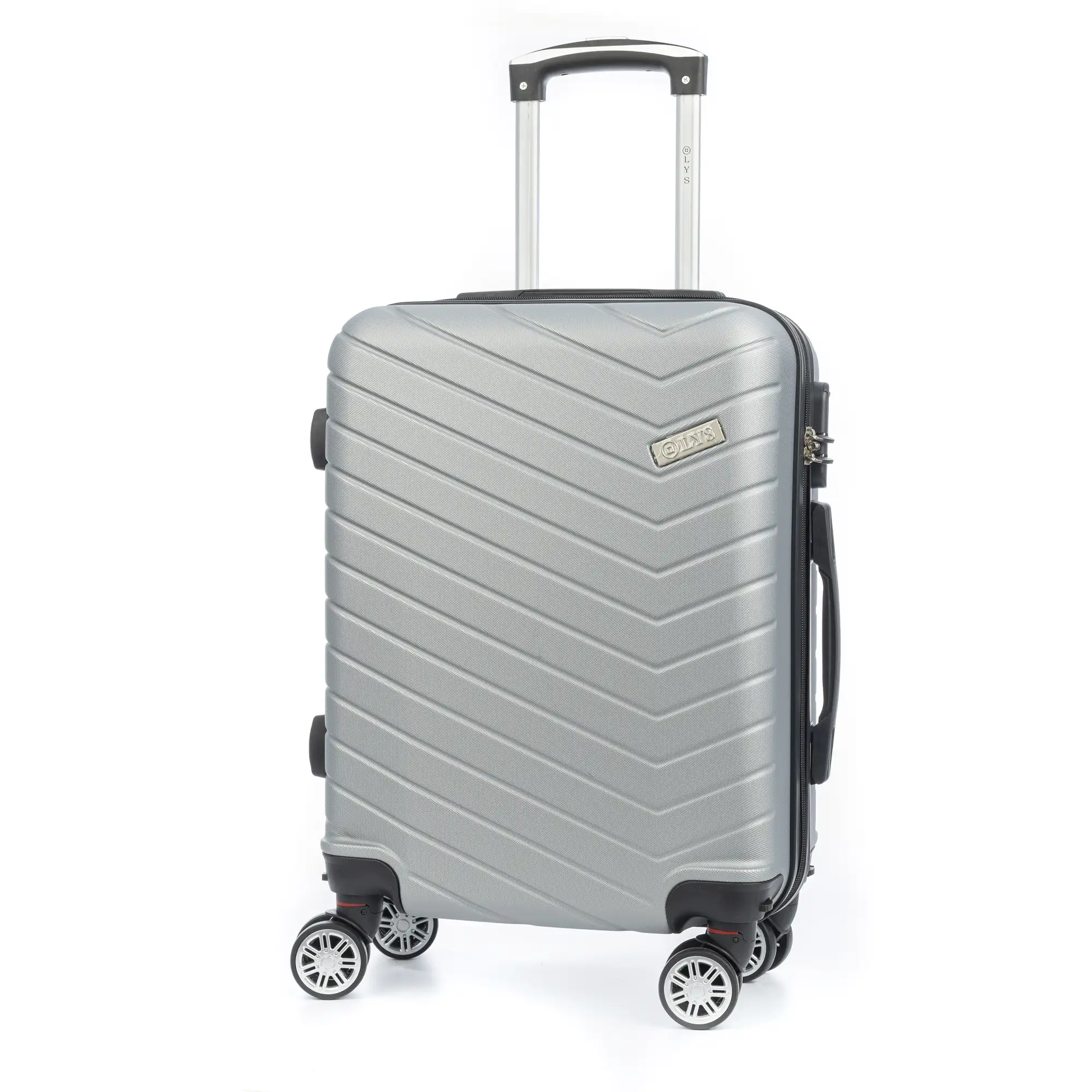 Maleta de cabina Trolley en material ligero de ABS de alta resistencia. Cerradura numérica, 4 ruedas dobles extraíbles y giratorias 360°. 55x38x20 cm.