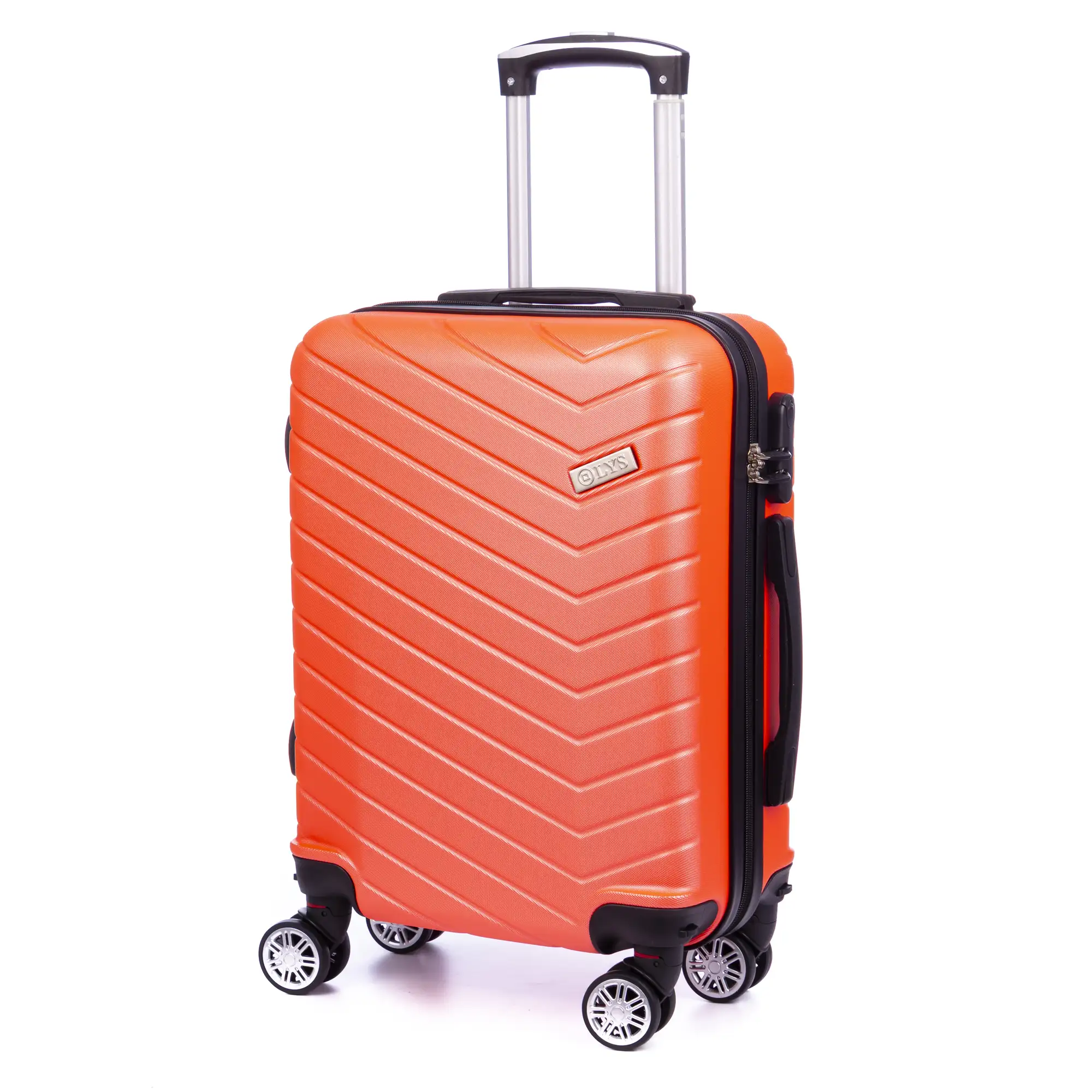 Maleta de cabina Trolley en material ligero de ABS de alta resistencia. Cerradura numérica, 4 ruedas dobles extraíbles y giratorias 360°. 55x38x20 cm.