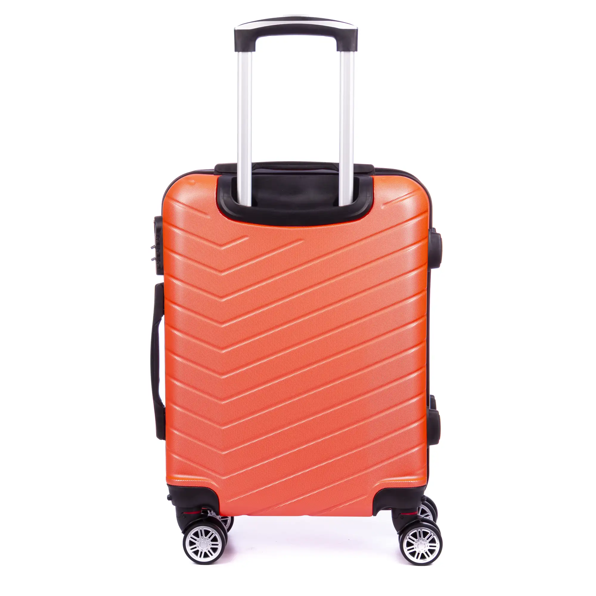 Maleta de cabina Trolley en material ligero de ABS de alta resistencia. Cerradura numérica, 4 ruedas dobles extraíbles y giratorias 360°. 55x38x20 cm.
