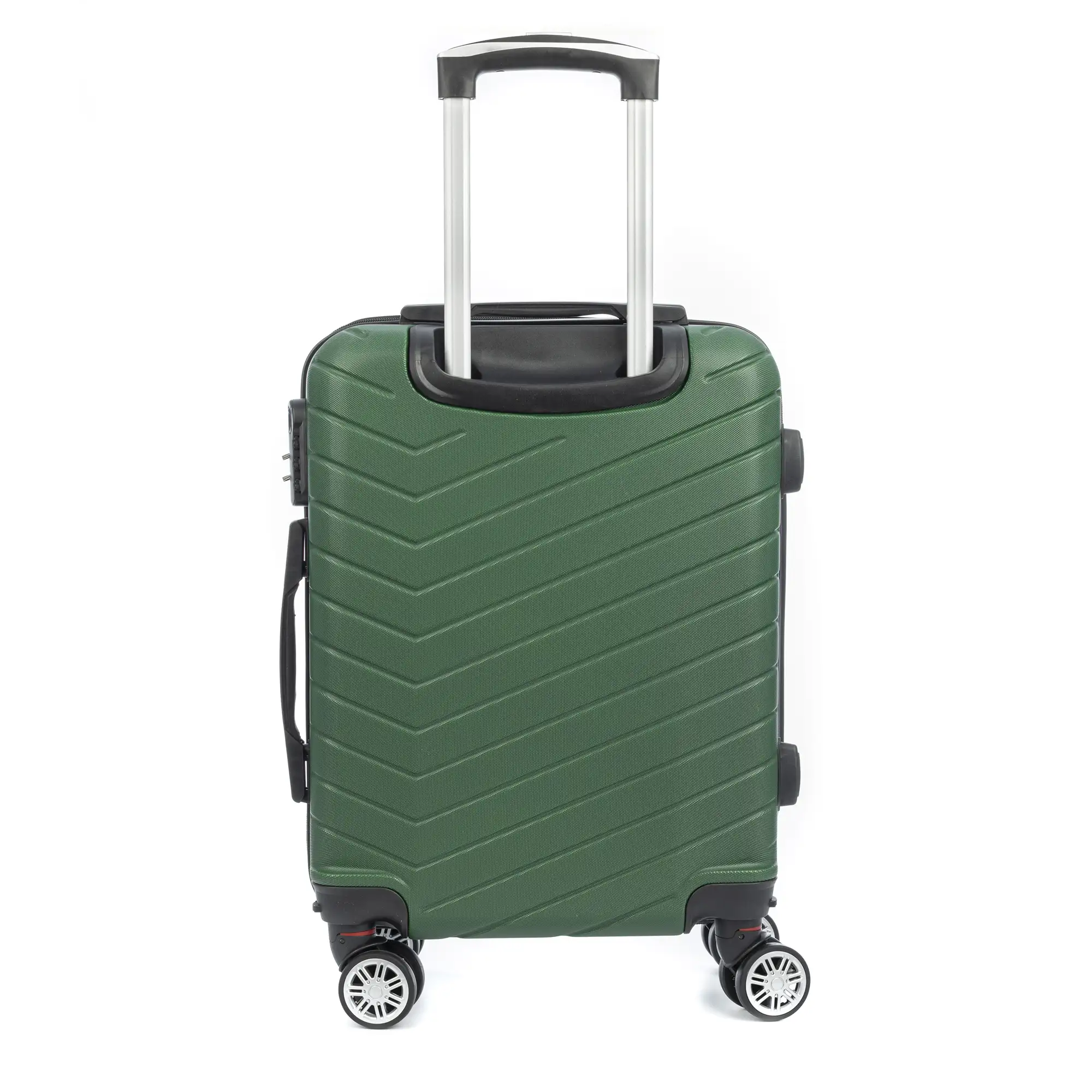 Maleta de cabina Trolley en material ligero de ABS de alta resistencia. Cerradura numérica, 4 ruedas dobles extraíbles y giratorias 360°. 55x38x20 cm.