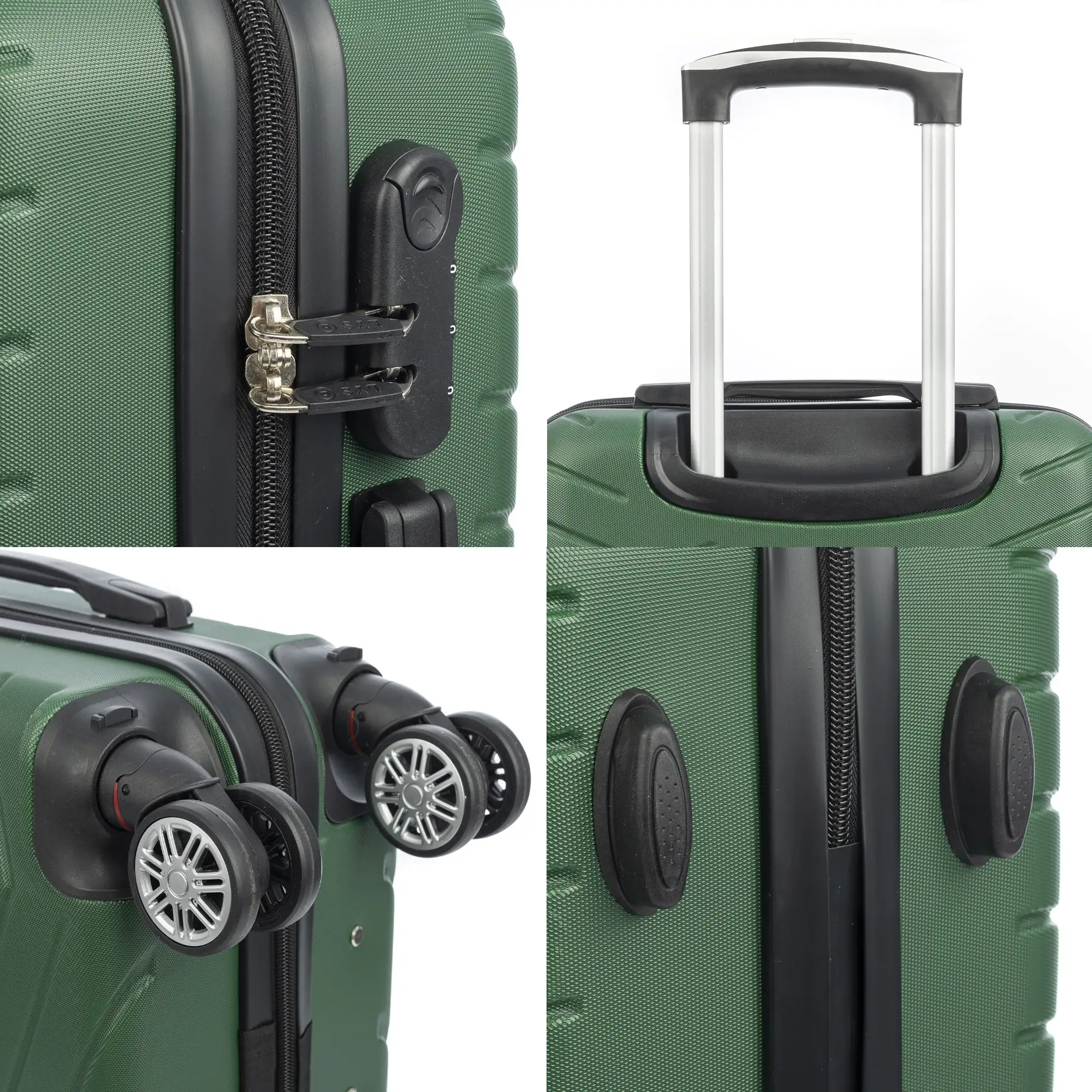Maleta de cabina Trolley en material ligero de ABS de alta resistencia. Cerradura numérica, 4 ruedas dobles extraíbles y giratorias 360°. 55x38x20 cm.