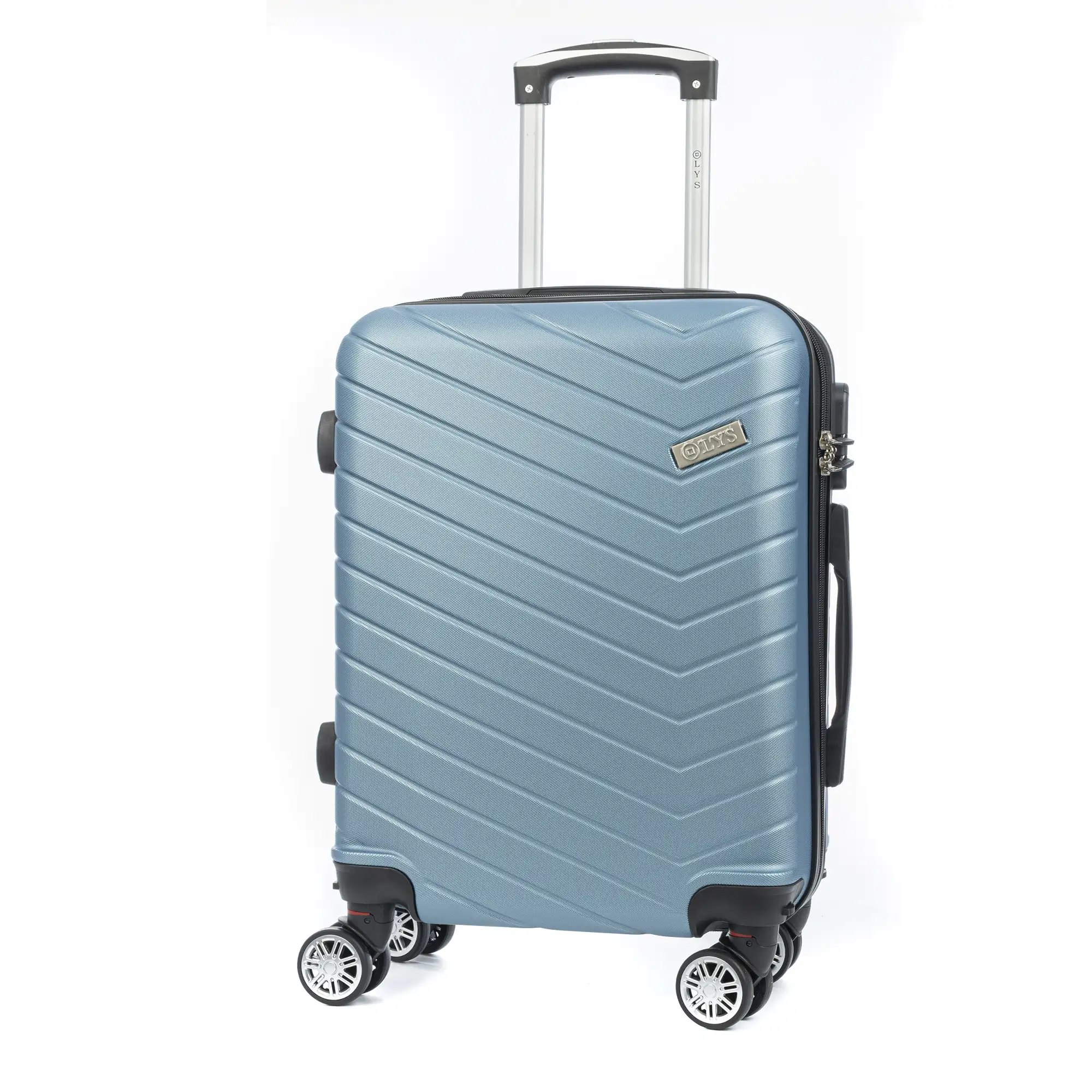 Maleta de cabina Trolley en material ligero de ABS de alta resistencia. Cerradura numérica, 4 ruedas dobles extraíbles y giratorias 360°. 55x38x20 cm.