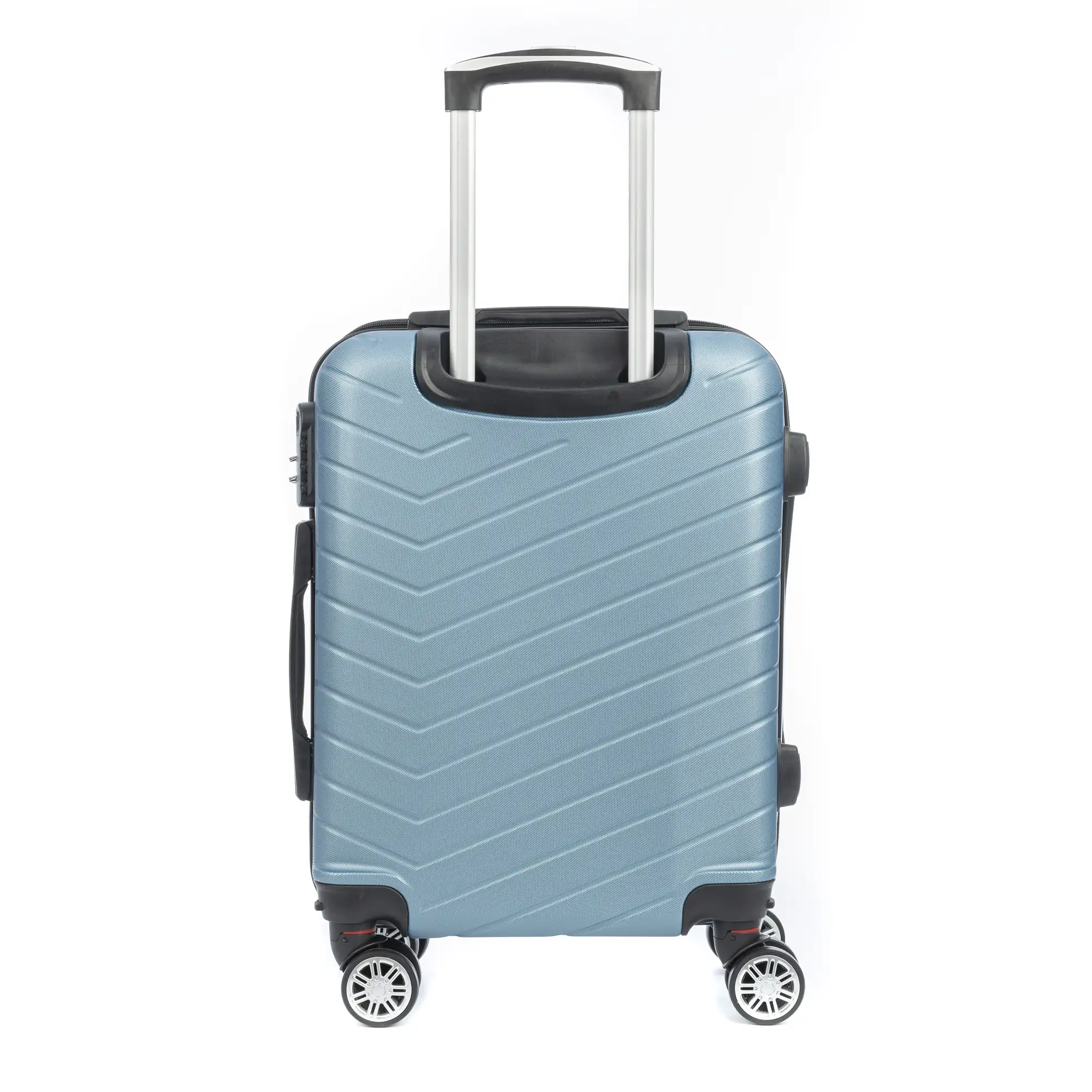 Maleta de cabina Trolley en material ligero de ABS de alta resistencia. Cerradura numérica, 4 ruedas dobles extraíbles y giratorias 360°. 55x38x20 cm.