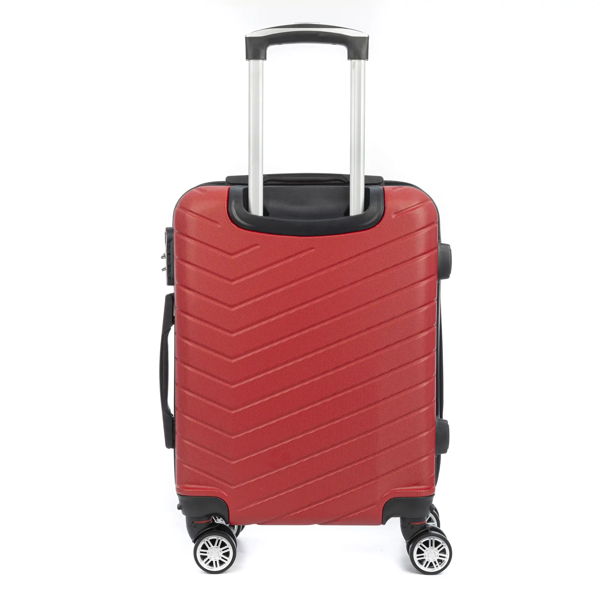 Maleta de cabina Trolley en material ligero de ABS de alta resistencia. Cerradura numérica, 4 ruedas dobles extraíbles y giratorias 360°. 55x38x20 cm.