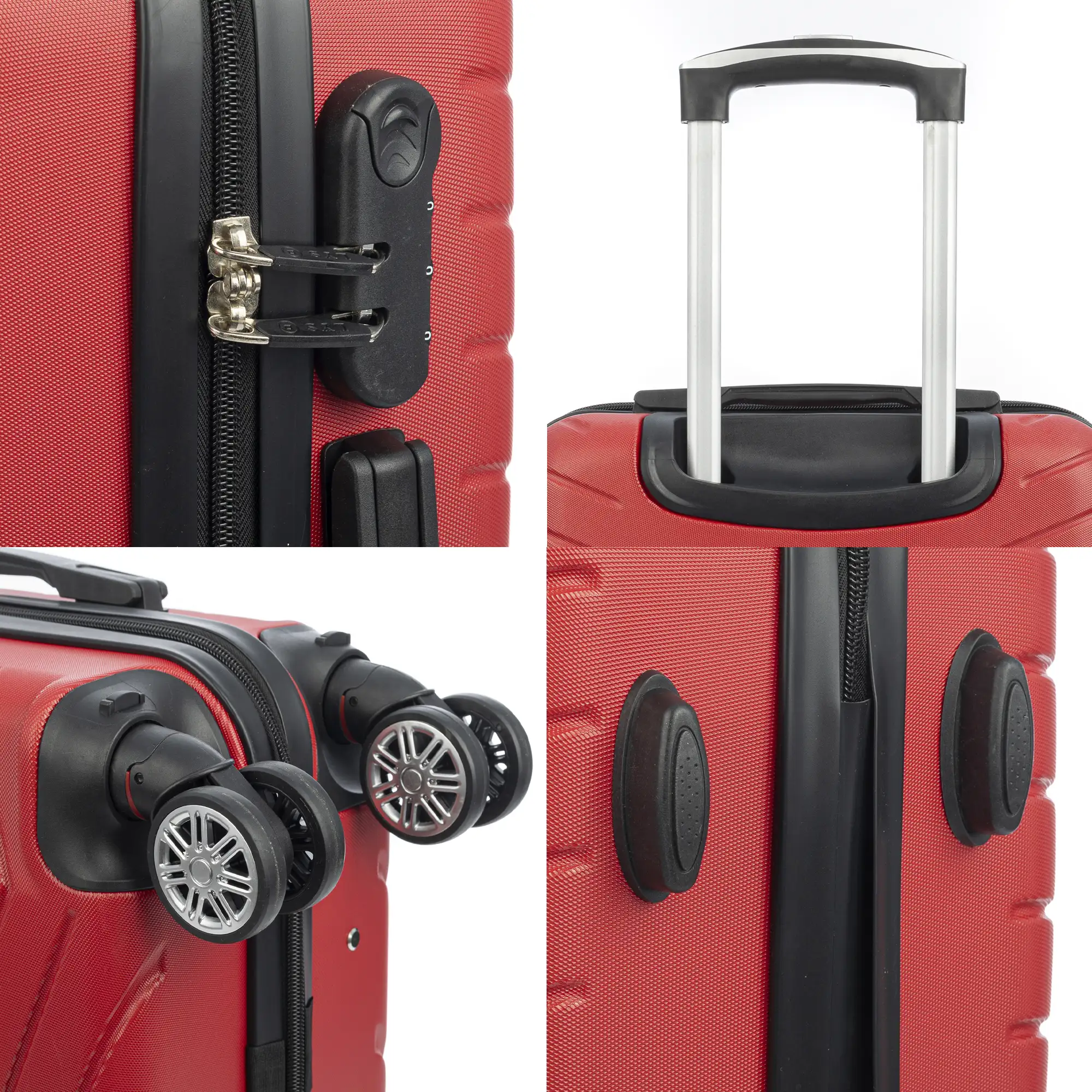 Maleta de cabina Trolley en material ligero de ABS de alta resistencia. Cerradura numérica, 4 ruedas dobles extraíbles y giratorias 360°. 55x38x20 cm.